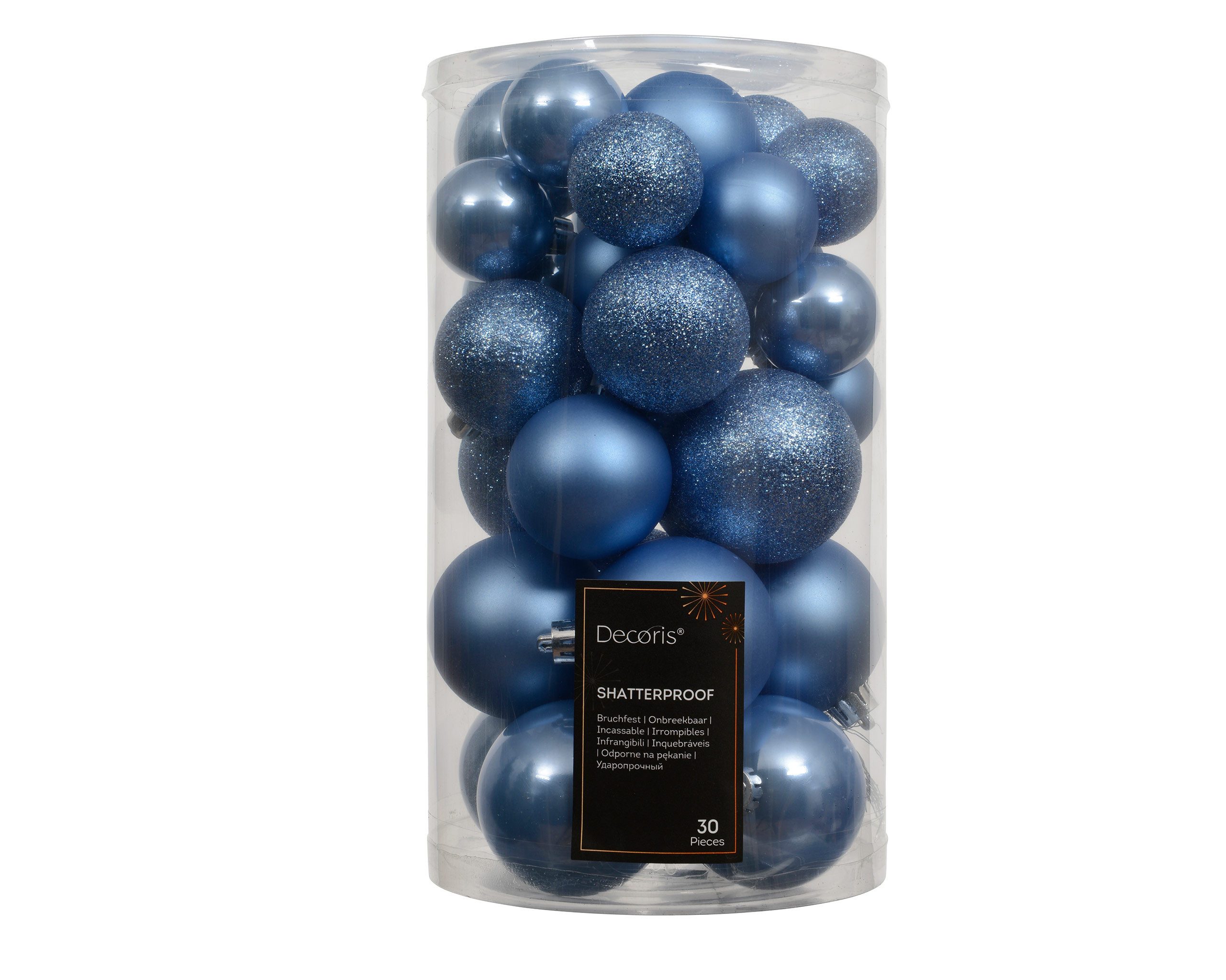 Kaemingk Weihnachtsbaumkugel, Новогодние шары Kunststoff 4-6cm Mix 30er Set - Himmelblau