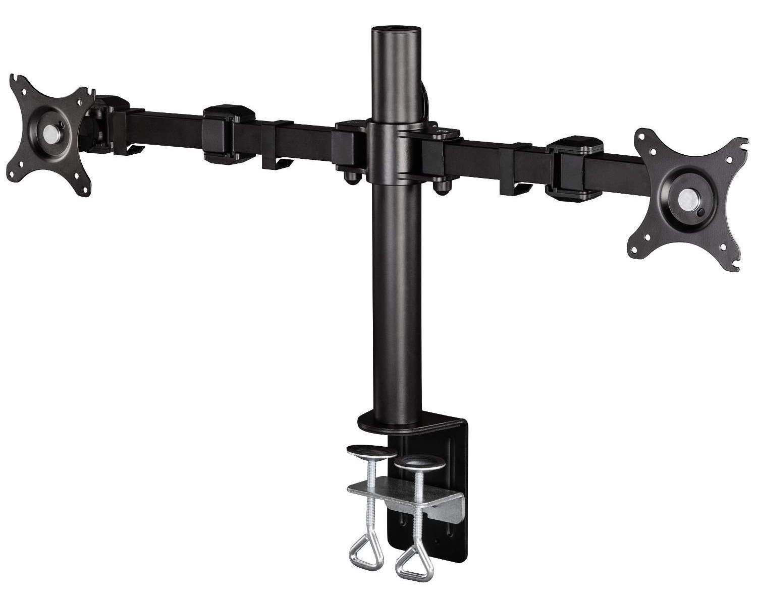 Hama Dual Monitorarm mit 2x Schwenkarm Schwarz Monitor-Halterung, (Schwenkbar Tisch-Befestigung VESA-Formate bis 100x100 2x Monitor)