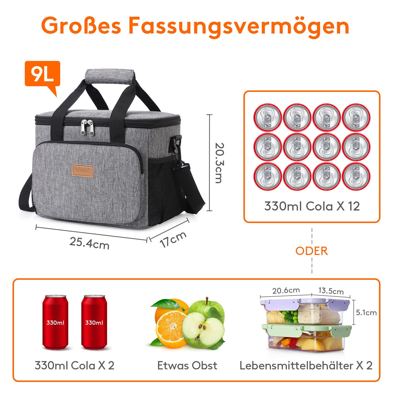 Lifewit Picknicktasche Kühltasche faltbar Thermotasche Picknicktasche Lebensmitteltransport (Set), Insulated, Portable – Bild 2 von 5