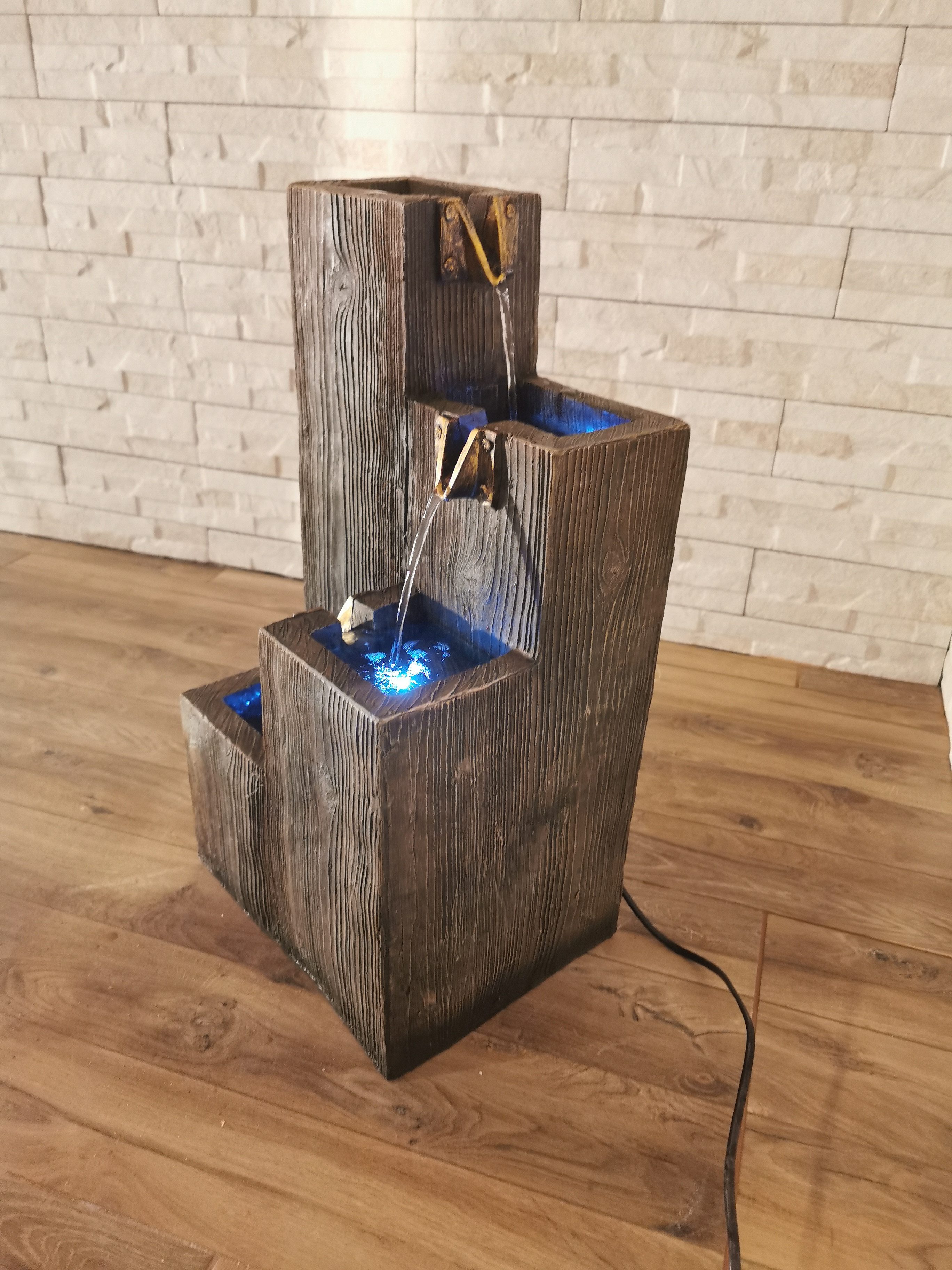 Wehmann Gartenbrunnen Elegance, Holzdesign blaues Licht, günstig online kaufen