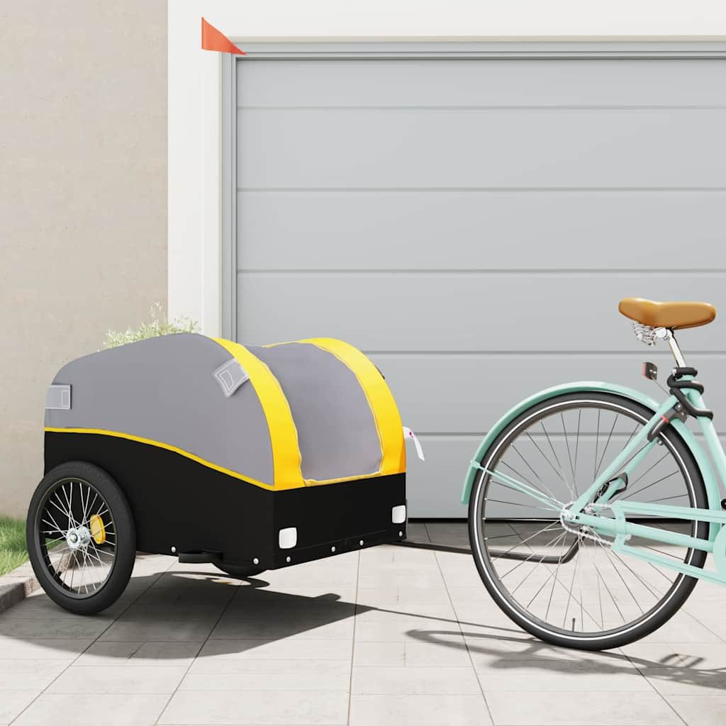 vidaXL Fahrradlastenanhänger Fahrradanhänger Schwarz und Gelb 45 kg Eisen