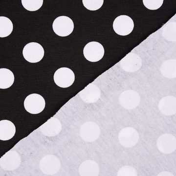 SCHÖNER LEBEN. Stoff Baumwolljersey Jersey Polka Dots Punkte schwarz weiß 1,45m Breite, allergikergeeignet