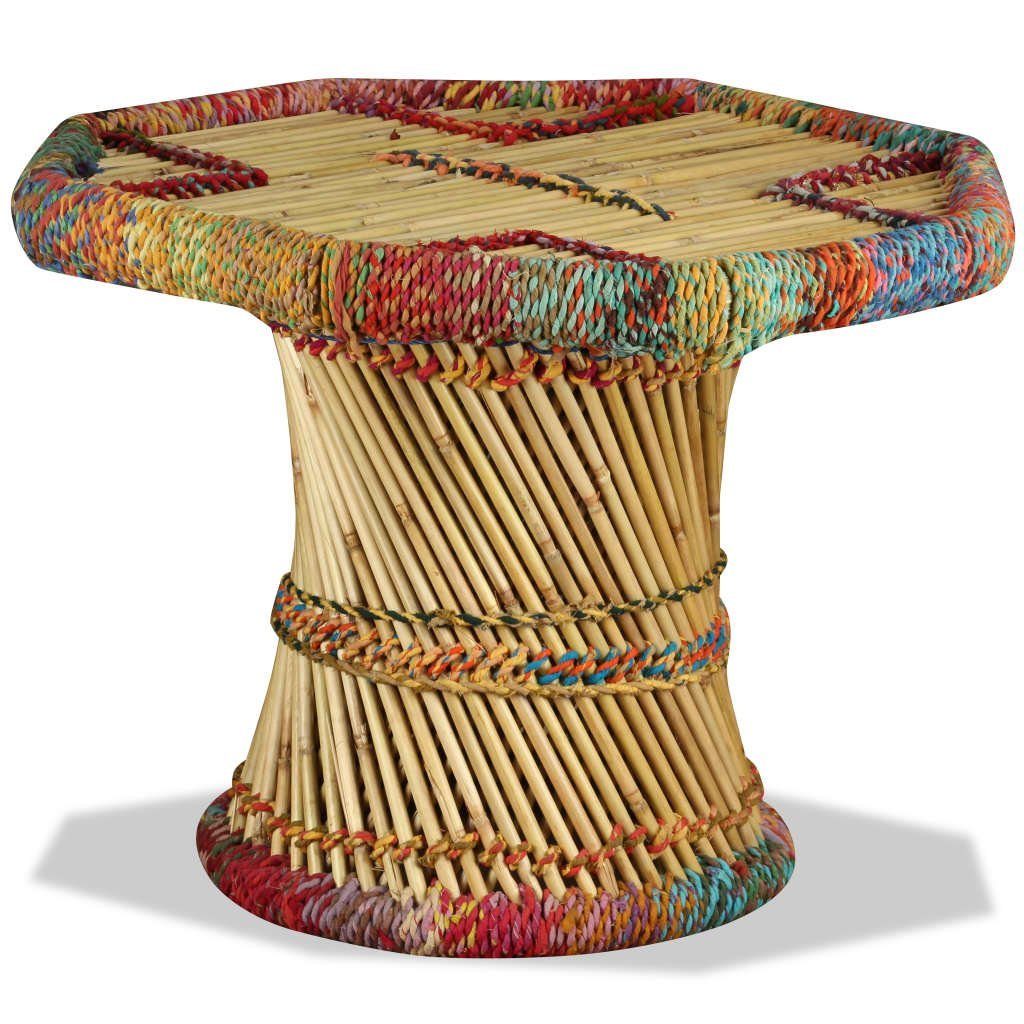 furnicato Couchtisch Bambus mit Chindi-Details Mehrfarbig