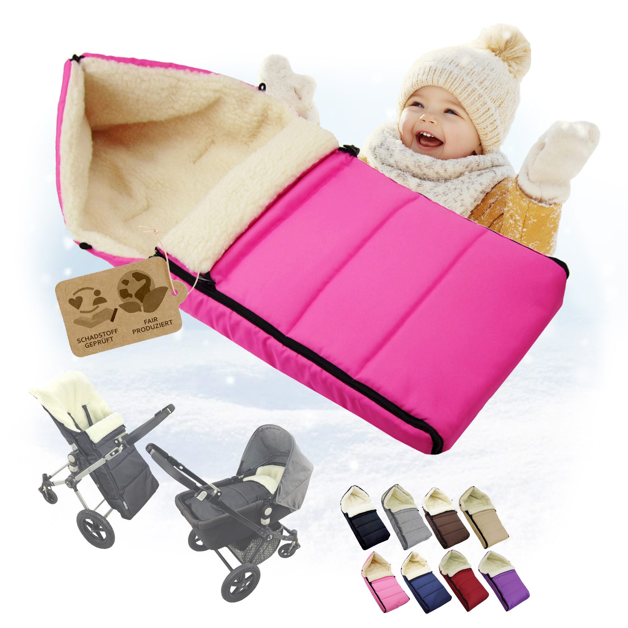 BambiniWelt by Rafael K. Fußsack Winterfußsack Babyfußsack Fußsack Kinderwagen Wolle 108cm LINIERT, universal