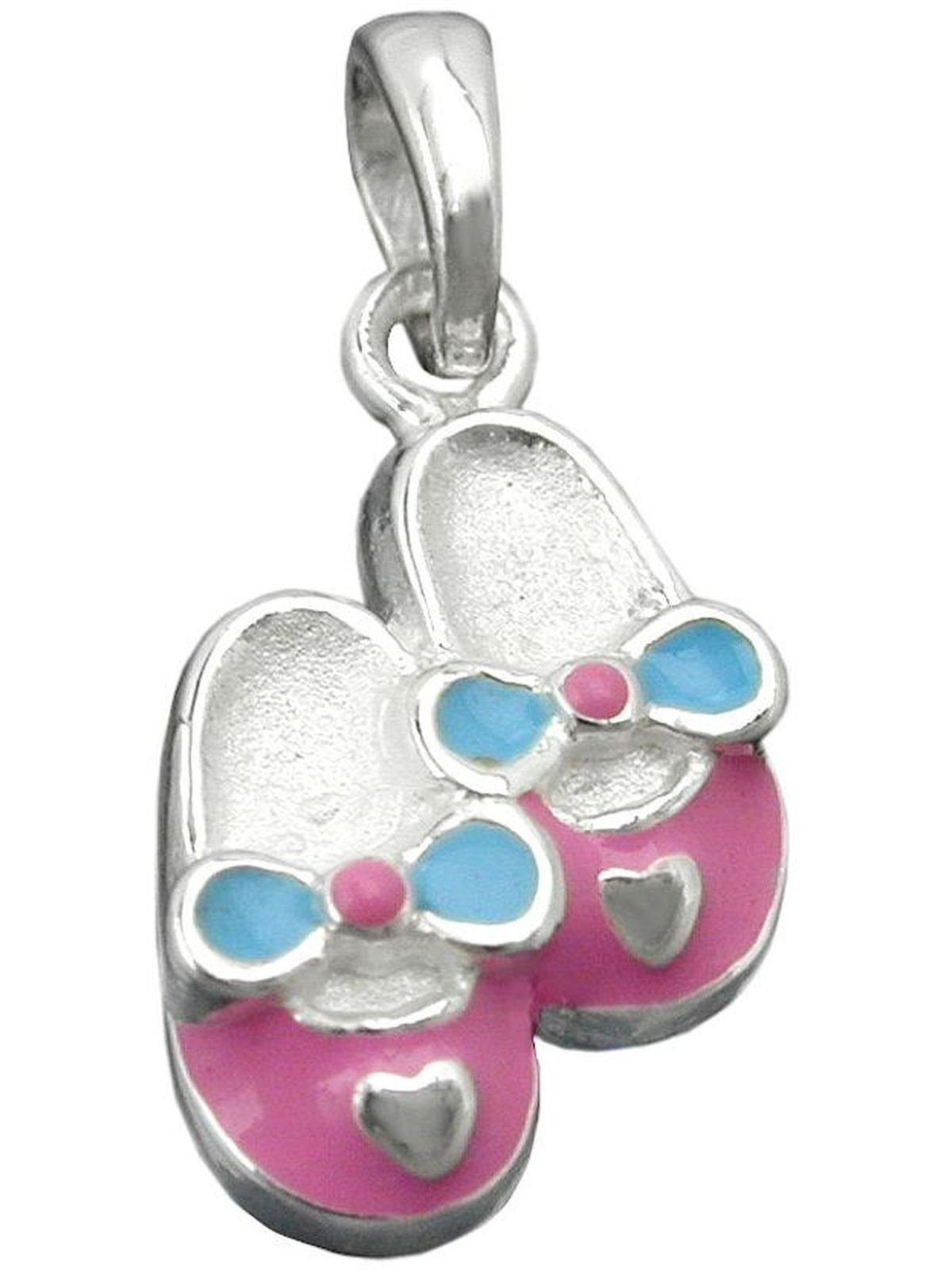 Gallay Kettenanhänger 13x8mm 1 Paar Kinderschuhe rosa-hellblau lackiert Silber 925 (1-tlg)