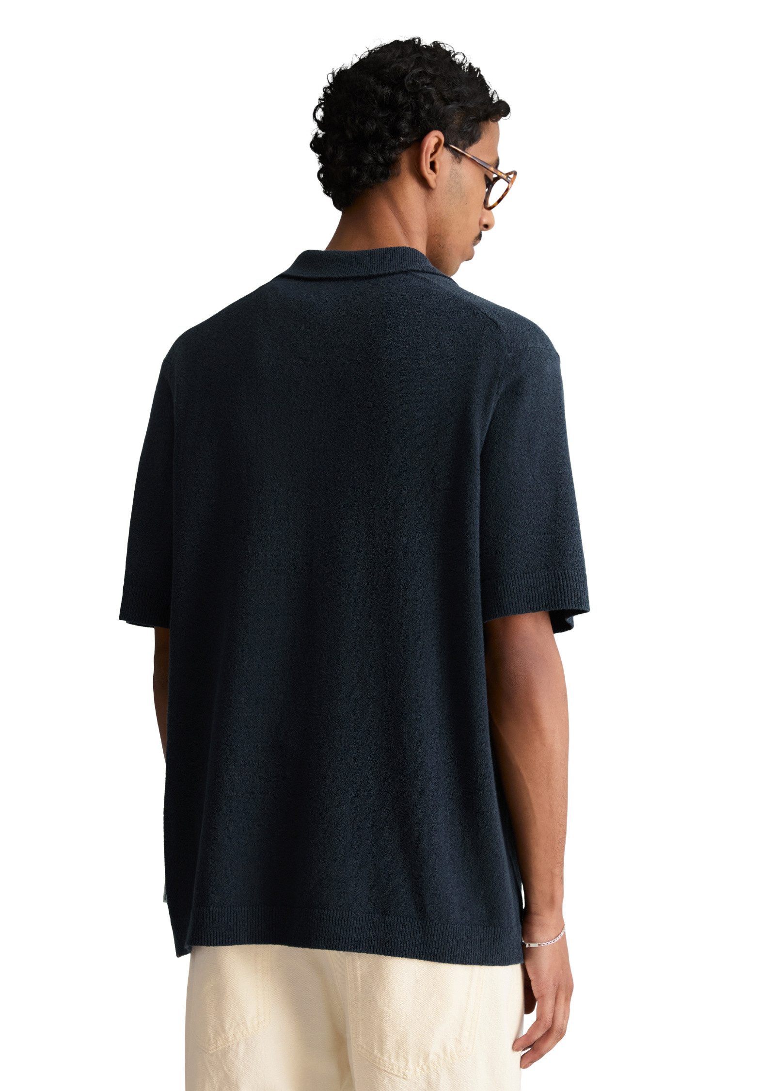 Marc O'Polo DENIM Poloshirt aus strukturiertem Bio-Baumwoll-Mix