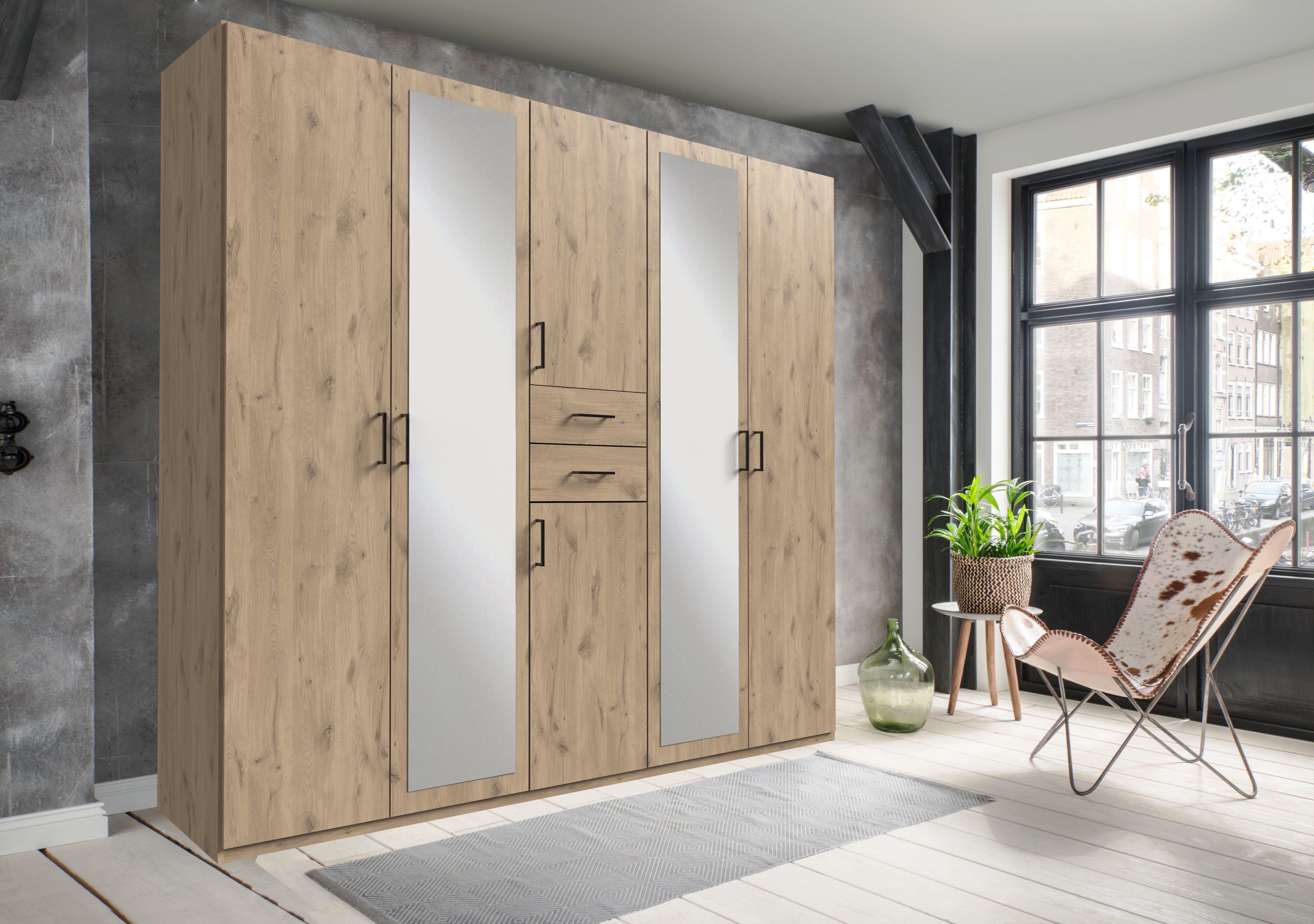 Wimex Drehtürenschrank Dillingen Schubladen auf bequemer Zugriffshöhe, mit Spiegel