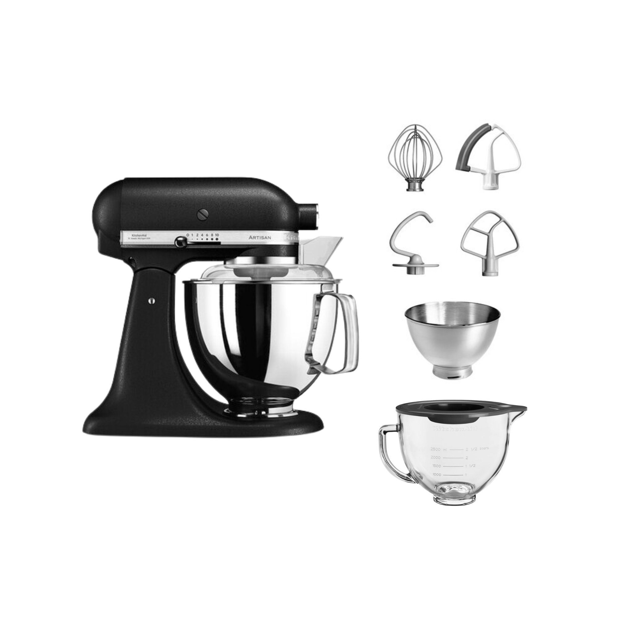KitchenAid Küchenmaschine KitchenAid 4,8 L 5KSM175 Artisan Glasset mit Glasschüssel