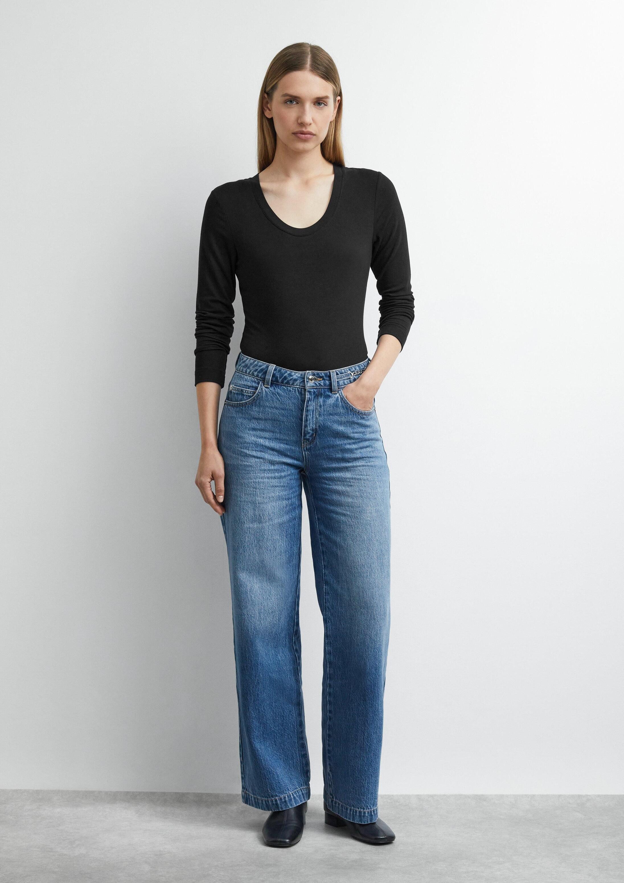 comma Weite Jeans Jeans-Hose ANNA - Jeans mit Wide Leg und Zierelement