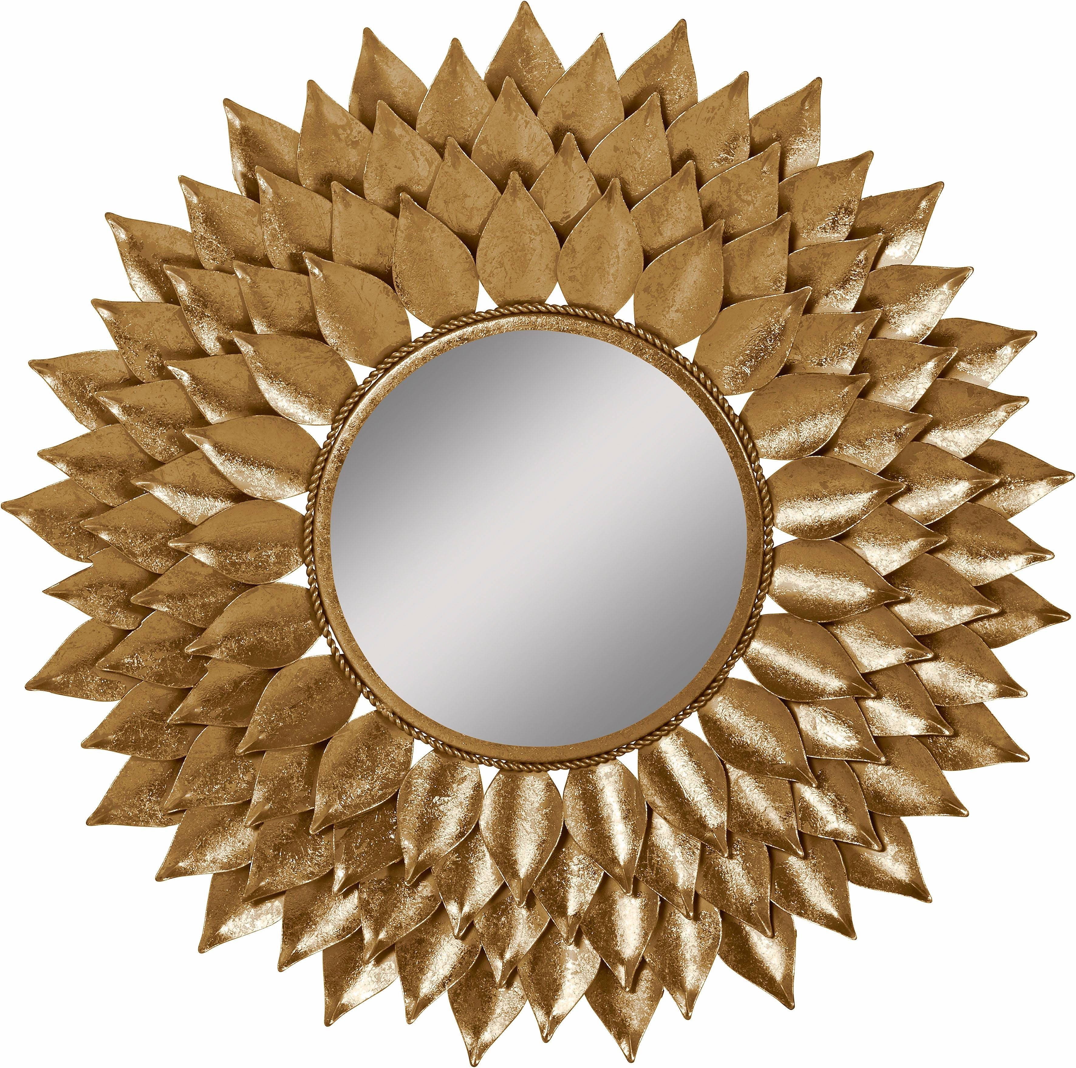 Leonique Spiegel »Sarai, gold«, Dekospiegel mit Blattgold-Finish, Sonne, Ø 73,5 cm, Rahmen aus Metall, dekorativ im Wohnzimmer & Schlafzimmer-HomeTrends