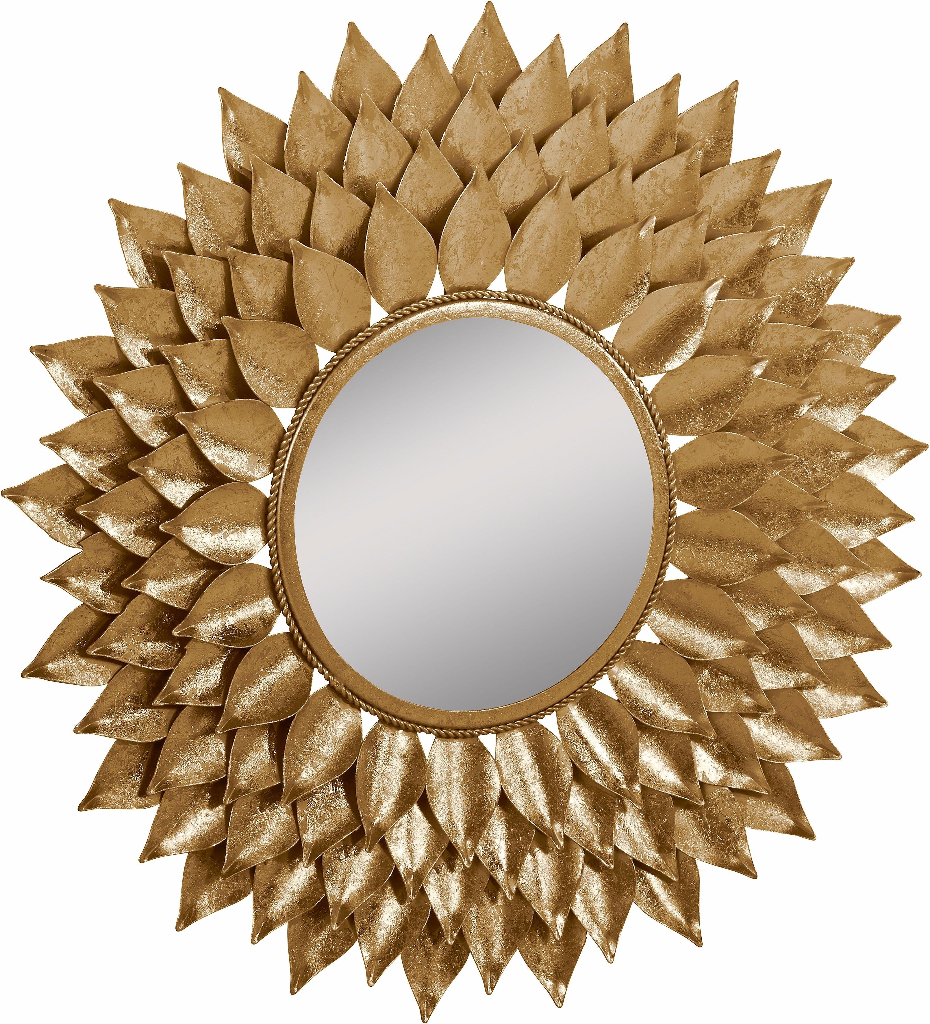 Leonique Spiegel »Sarai, gold«, Dekospiegel mit Blattgold-Finish, Sonne, Ø 73,5 cm, Rahmen aus Metall, dekorativ im Wohnzimmer & Schlafzimmer-Otto