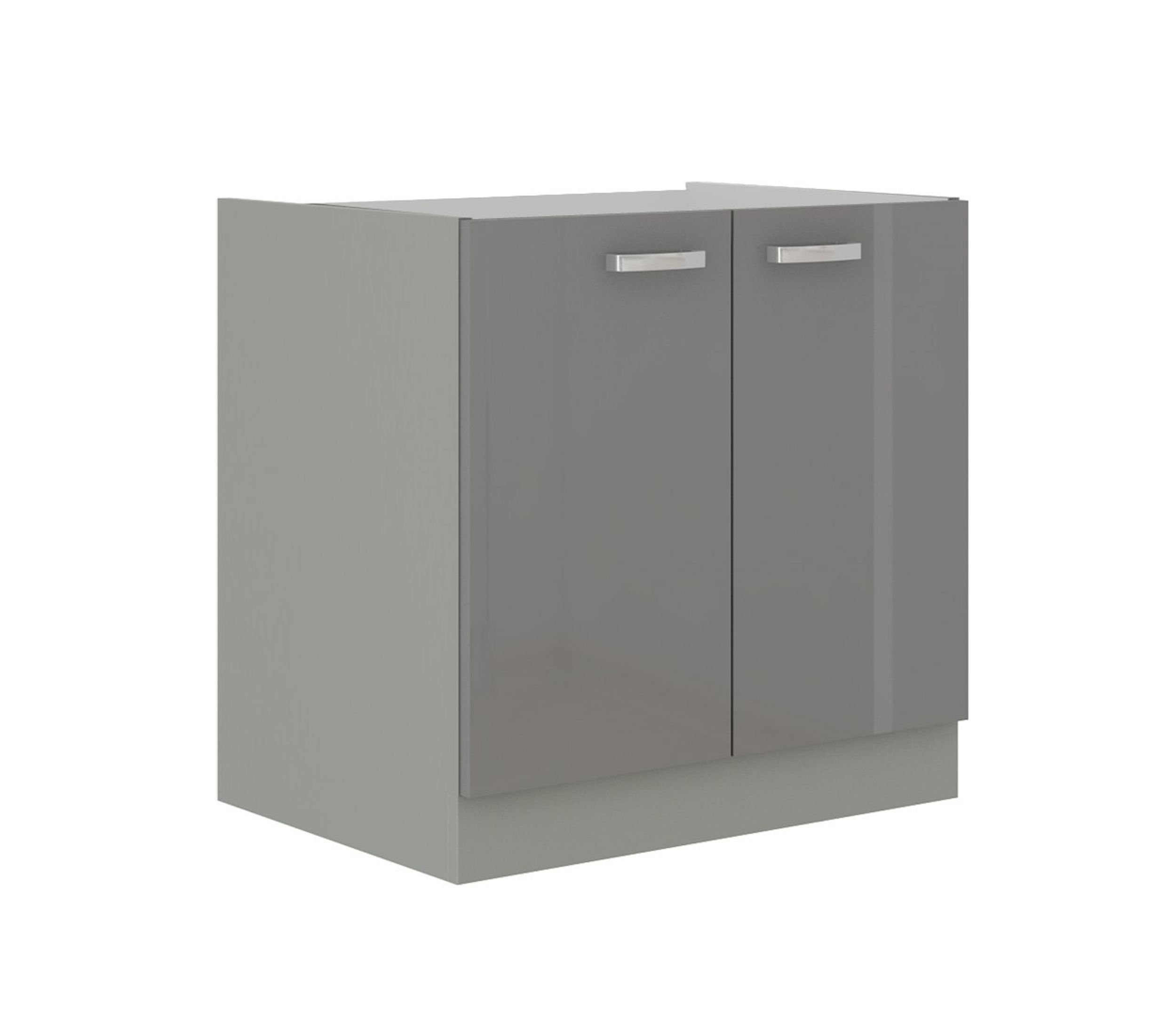 Küchen-Preisbombe Spülenunterschrank 80 cm Küche Bianca Grey Grau Hochglanz Küchenzeile Küchenblock