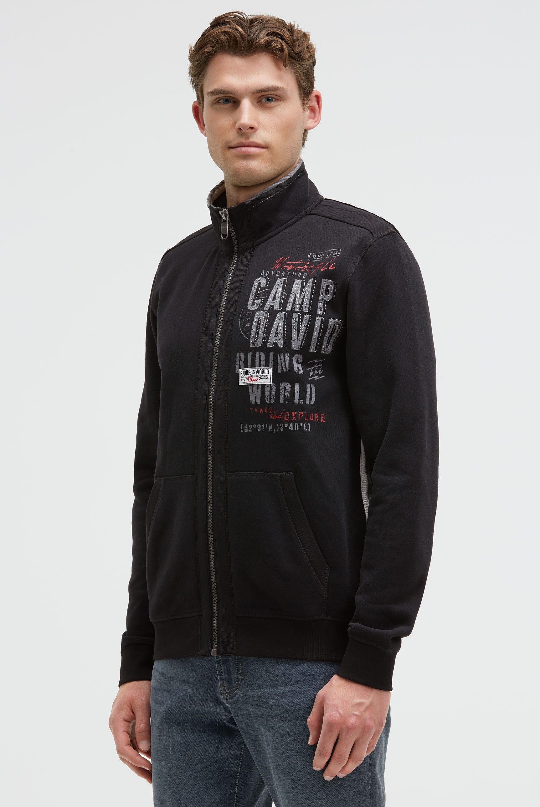 CAMP DAVID Sweatjacke mit Stehkragen