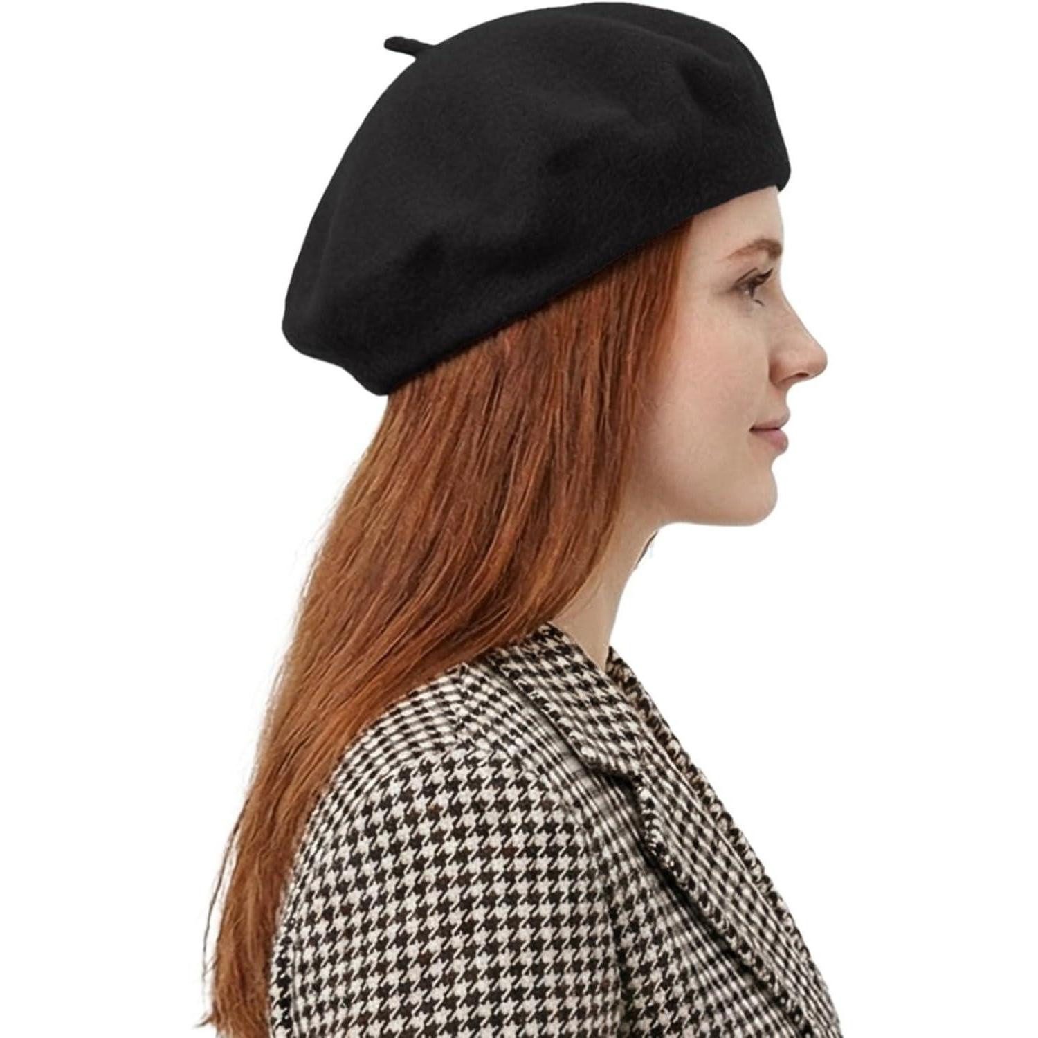 LuxusKollektion Baskenmütze Baskenmütze Damen Barett Künstlermütze Wolle Einheitsgröße Schwarz
