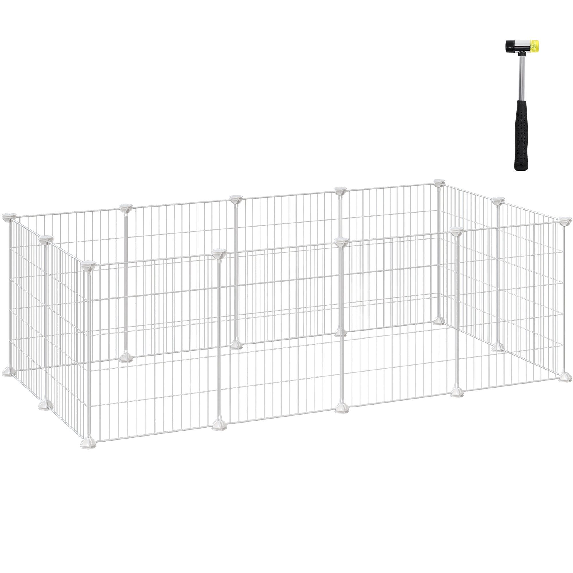 SONGMICS Kleintierkäfig, Kleintiergehege, Freilauf, Metallgitter, DIY