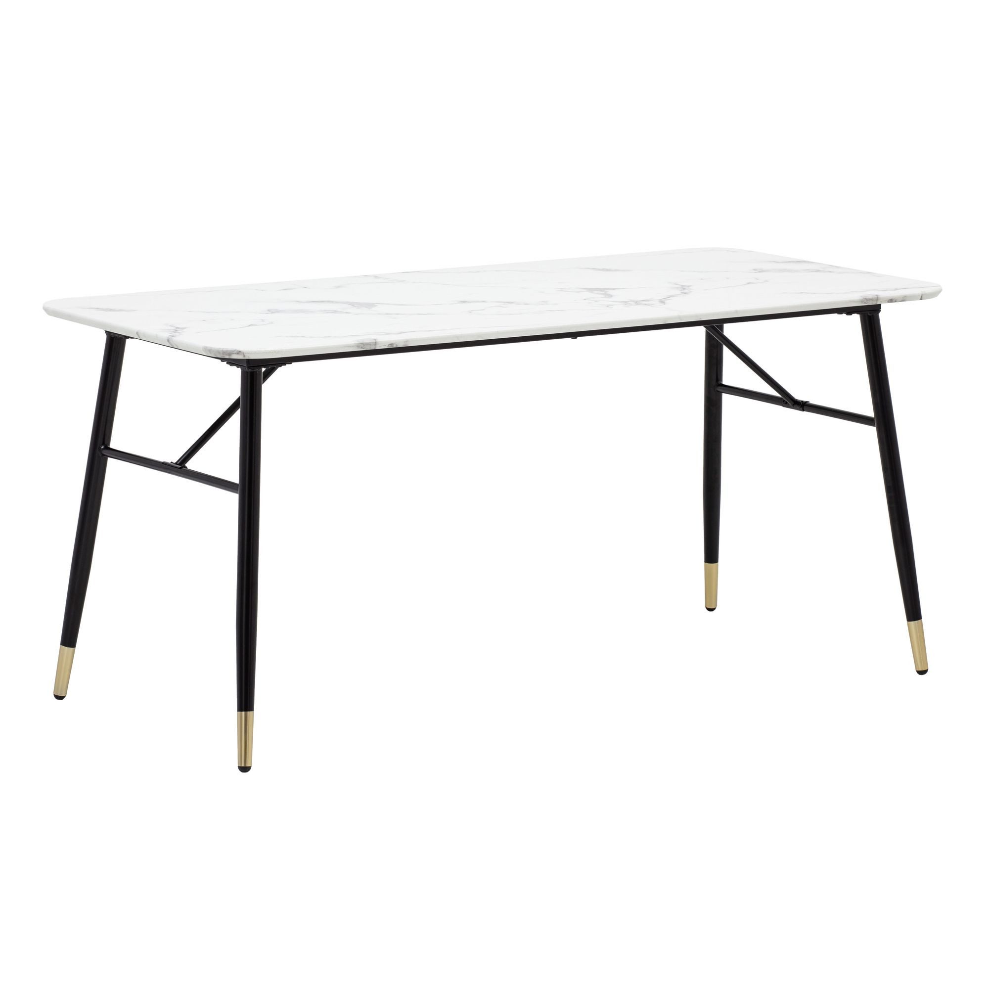 Wohnling Esstisch WL6.957 Esszimmertisch 140 cm Marmor Optik Weiß Klein Küchentisch (140x80x76 cm Marmor Optik Weiß, Küchentisch Modern), Esszimmertisch Metallbeine, Speisetisch Esszimmer