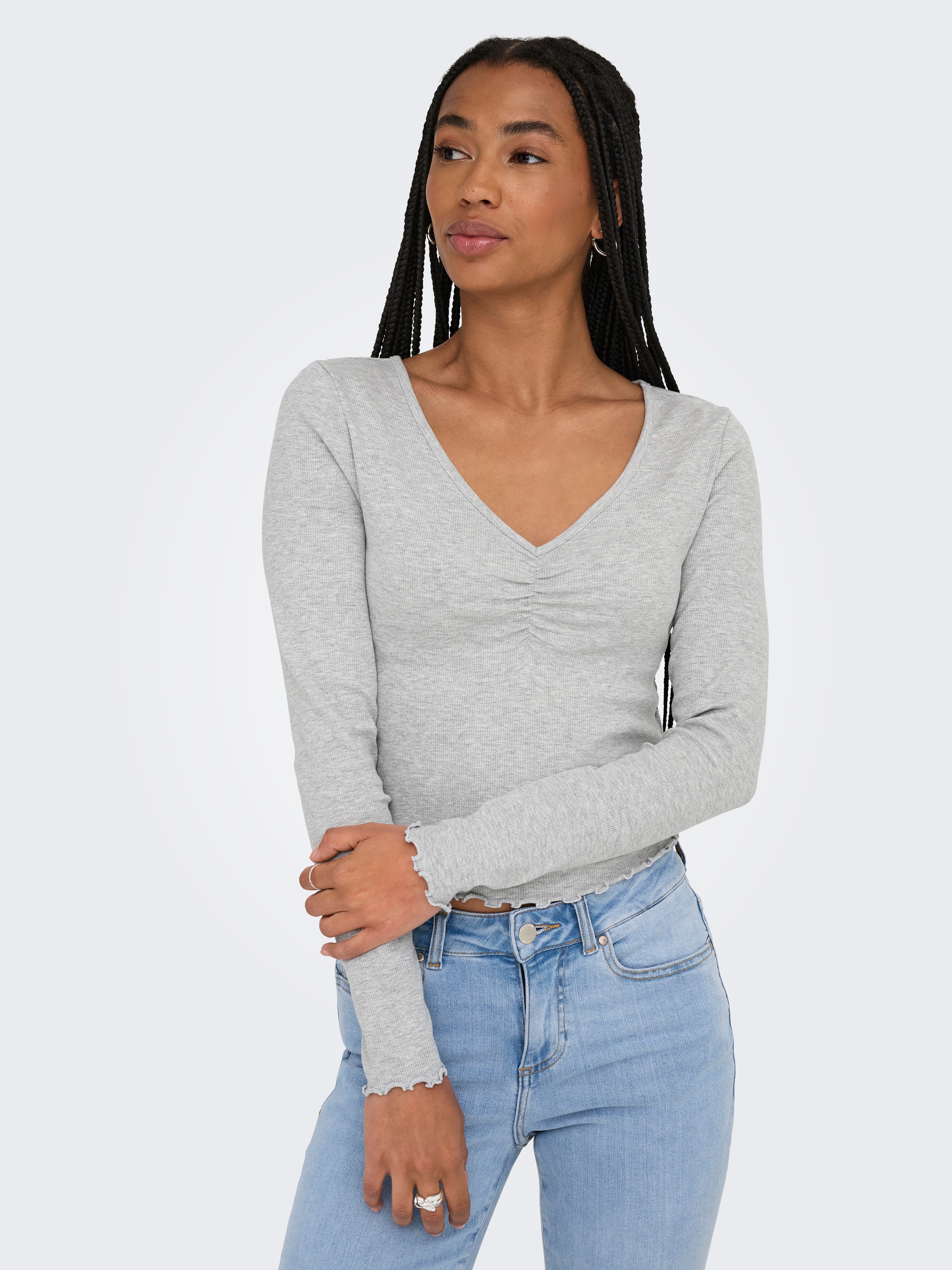 ONLY Langarmshirt ONLBETTY L/S V-NECK TOP günstig online kaufen