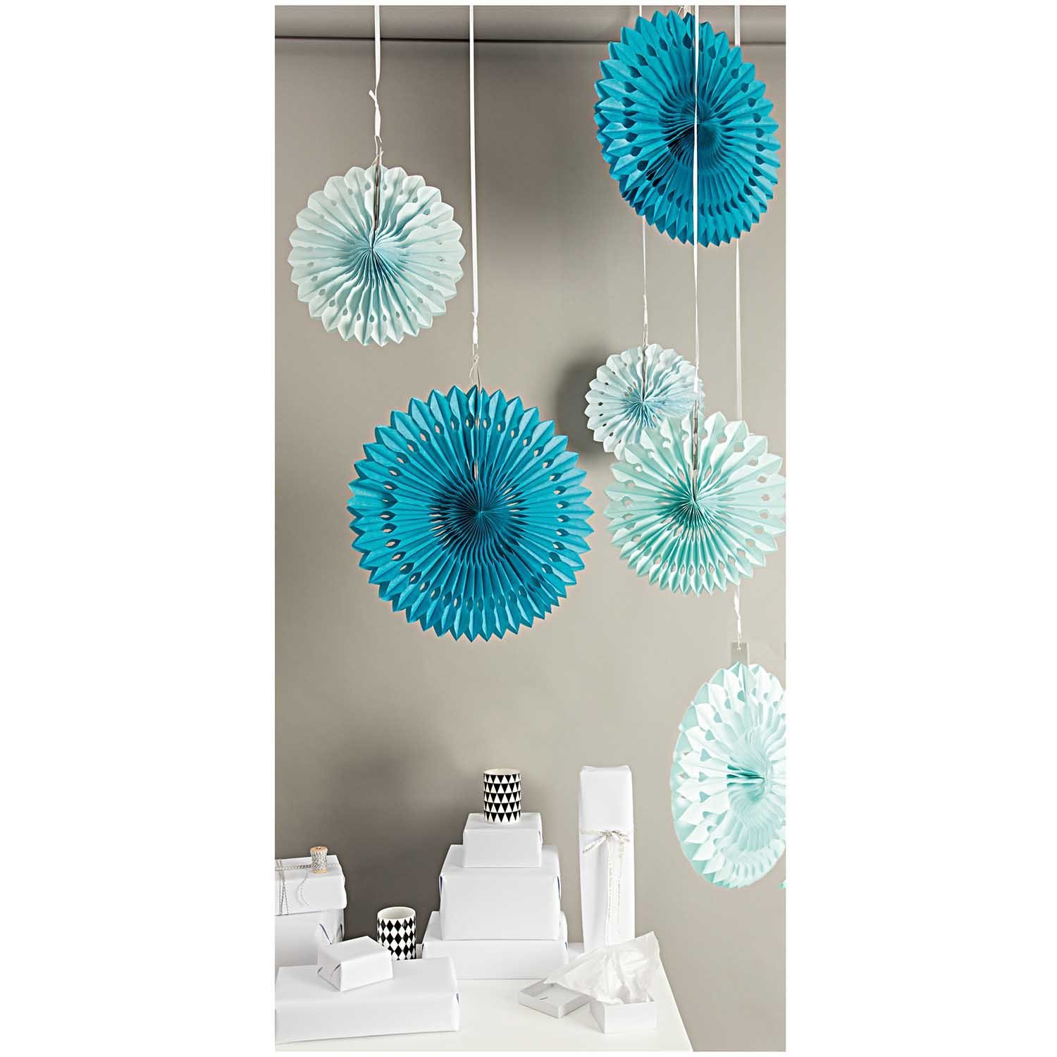 Rico Design Papierdekoration Wabenpapier Blumen aqua - YEY! LET'S PARTY