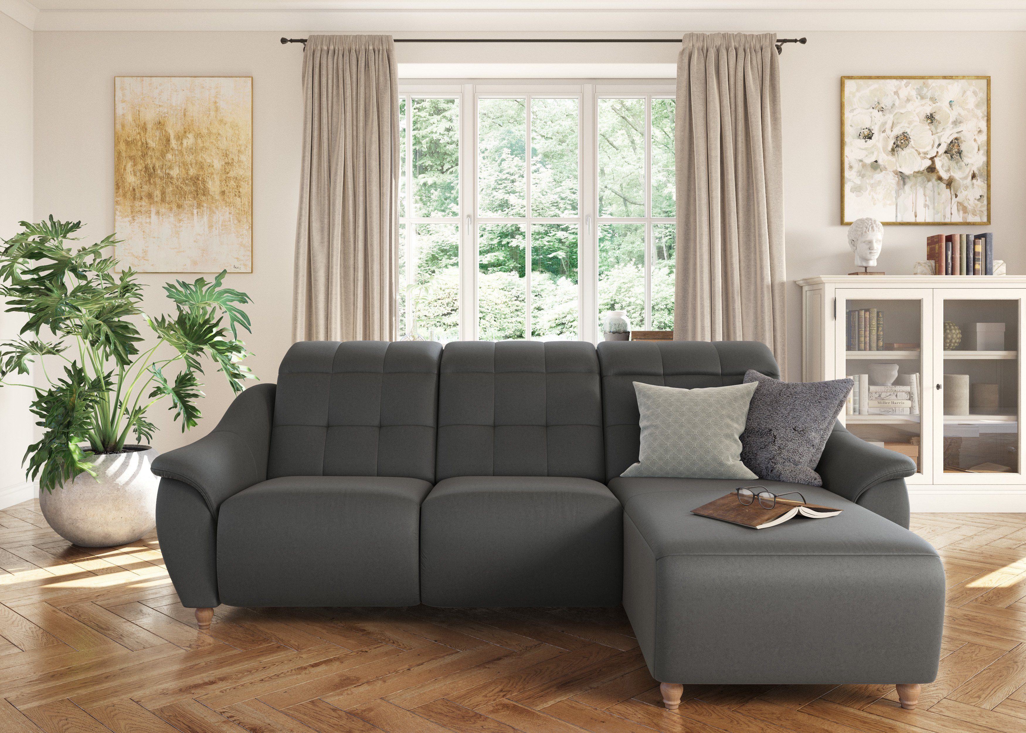 Home affaire Ecksofa Boston L-Form, 2 Teile, Kopfteilverstellung an jeder Sitzfläche, wahlweise Relaxfunktion