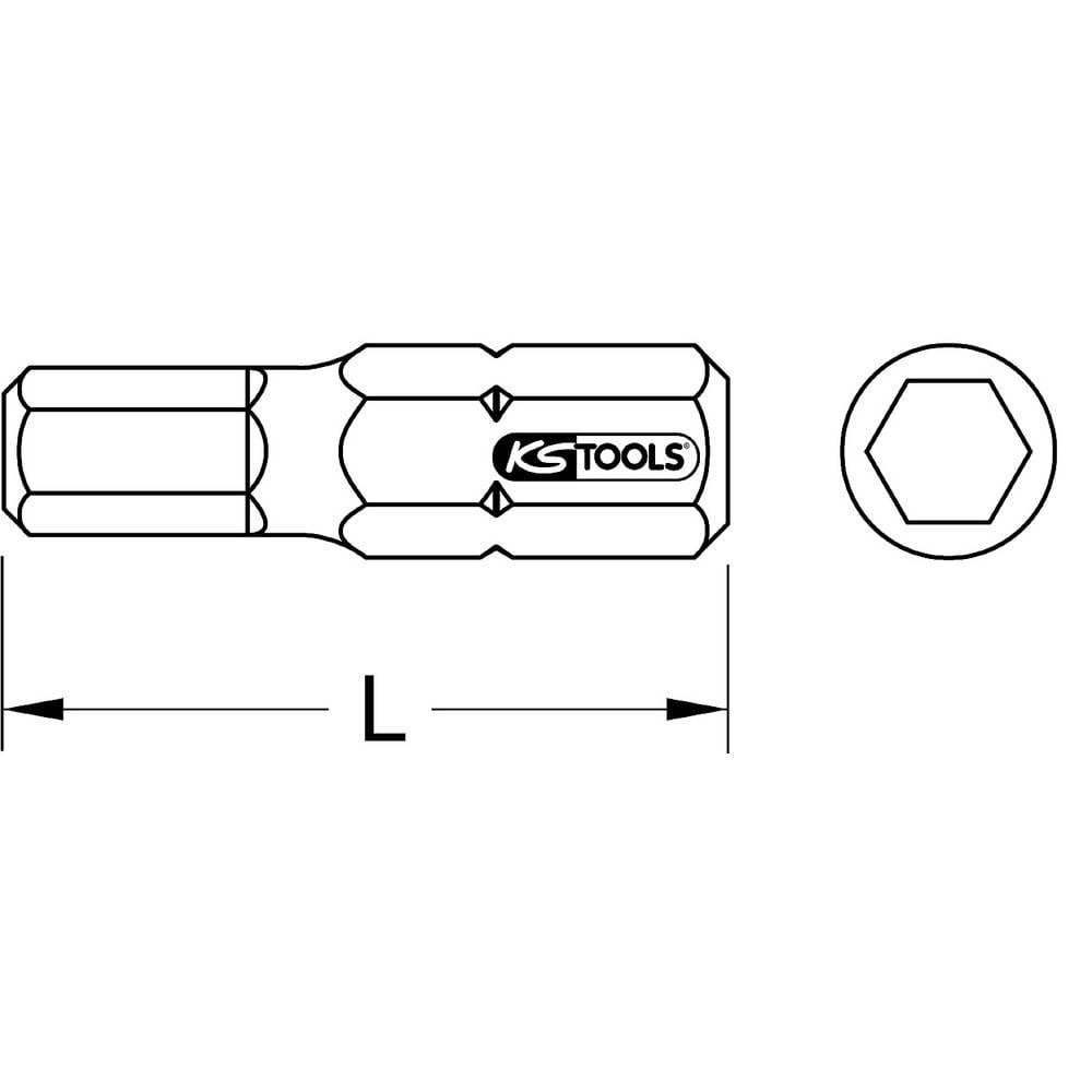 KS Innensechskant, EDELSTAHL Sechskant-Bit Tools 25mm, Bit 1/4″ 5mm