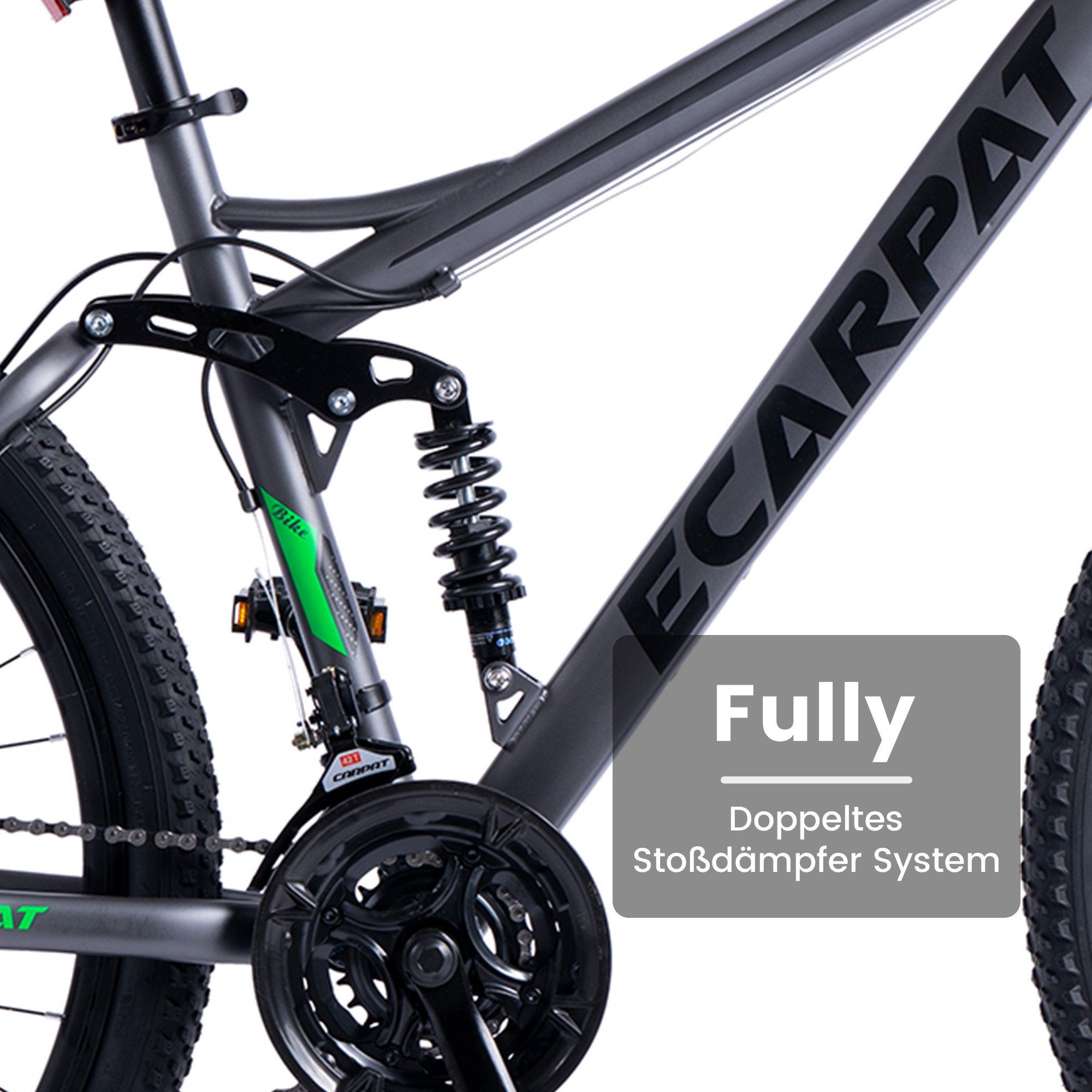 CARPAT SPORT Mountainbike 24 26 27.5 29 Zoll Fahrrad für Herren Damen Jungen, 21 Gang Shimano, mechanische Scheibenbremse, MTB Fahrrad Bike