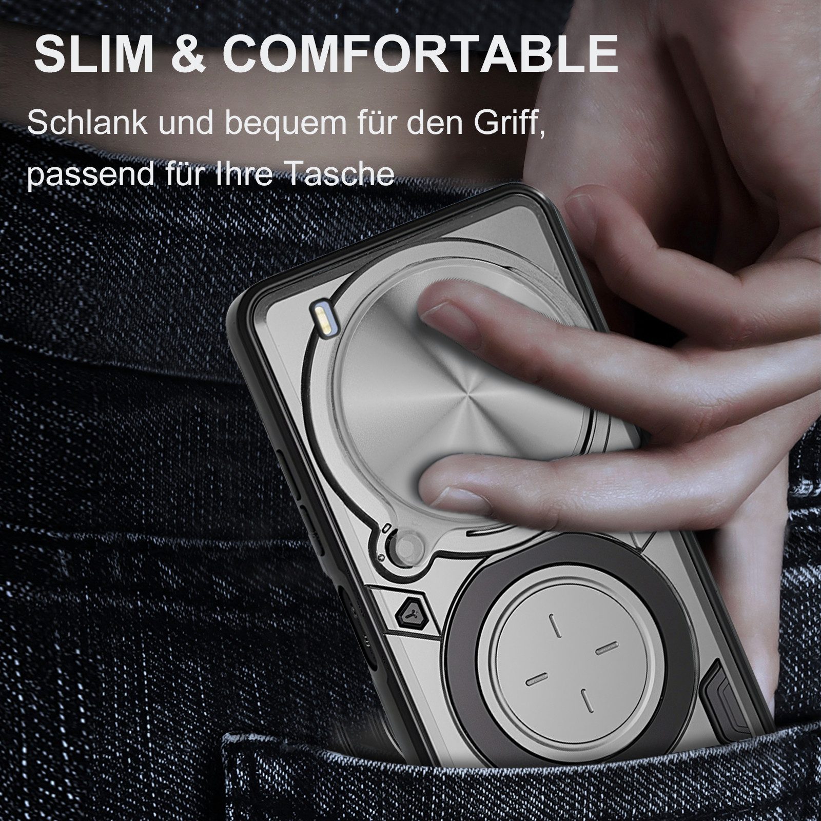 betterfon Handyhülle für ZTE Blade Hülle mit Slide Kameraschutz Ringhalter, Outdoorhülle mit Smartstand, Silikonkern & präziser Passform – Bild 5 von 5