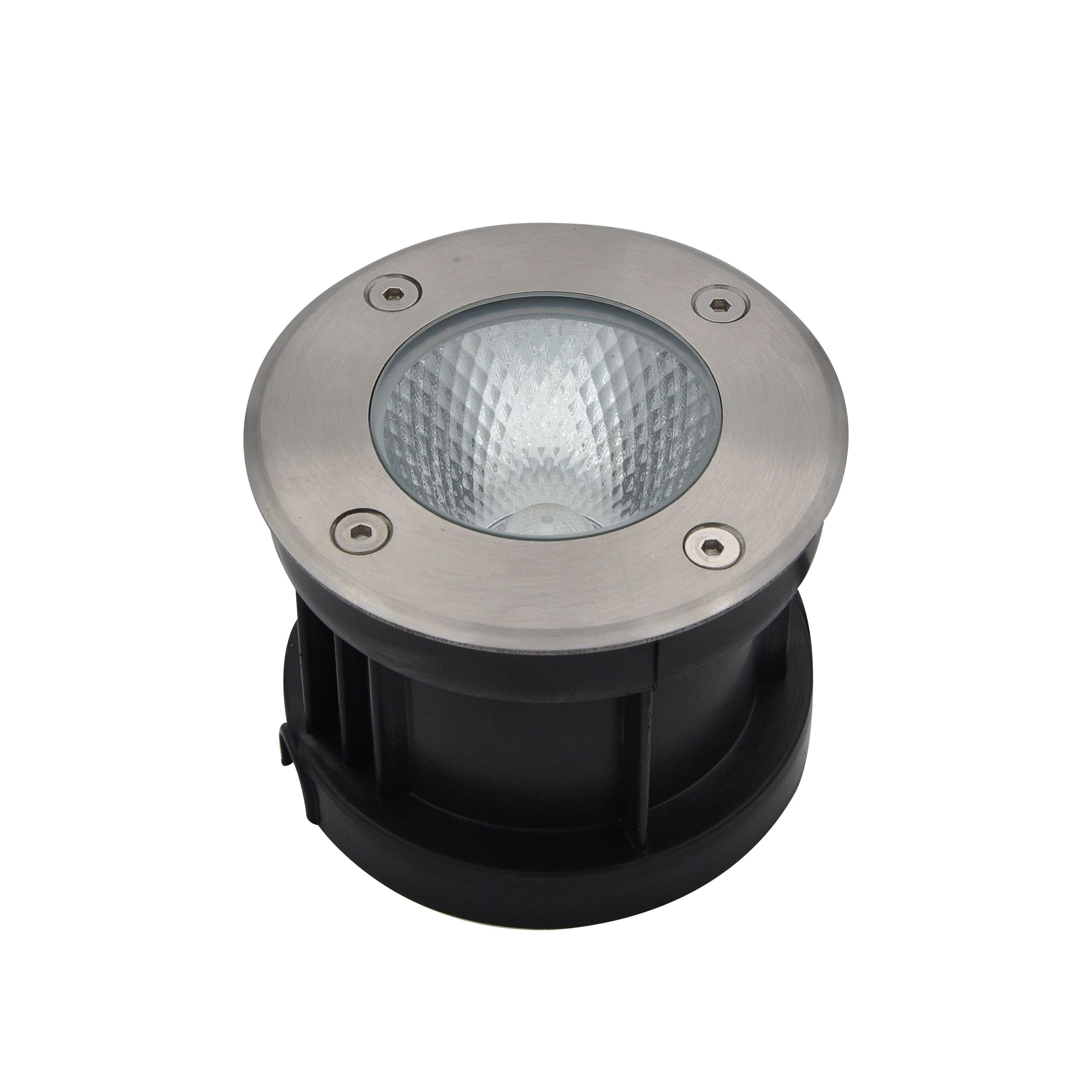 ENOVALITE LED Einbauleuchte LED Bodeneinbaustrahler, 7W, 490lm, 3000K (warmweiß), Chromoptik, LED fest integriert, warmweiß