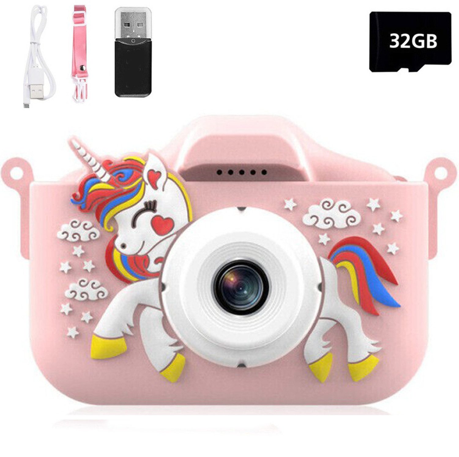 Kinderkamera 1080P Bildschirm mit 32GB-Karte Selfie Digitalkamera Kinderkamera