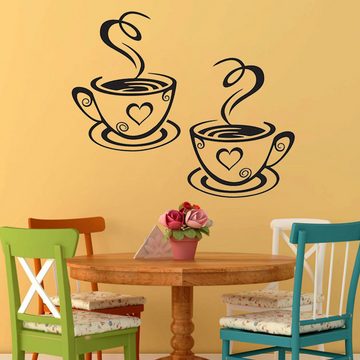 HIBNOPN 3D-Wandtattoo 2 Sets of Kitchen Decor Stickers, Wall Stickers, Coffee Time Cups (2 St)