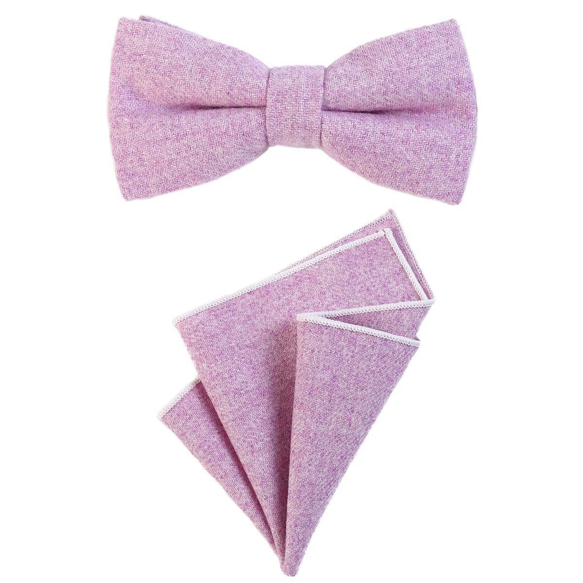 DonDon Fliege DonDon Herren Fliege und Einstecktuch aus Baumwolle (Packung, 2-St., 1x Herrenfliege und 1x Einstecktuch) bereits gebunden, Tweed-Look, 2er Set