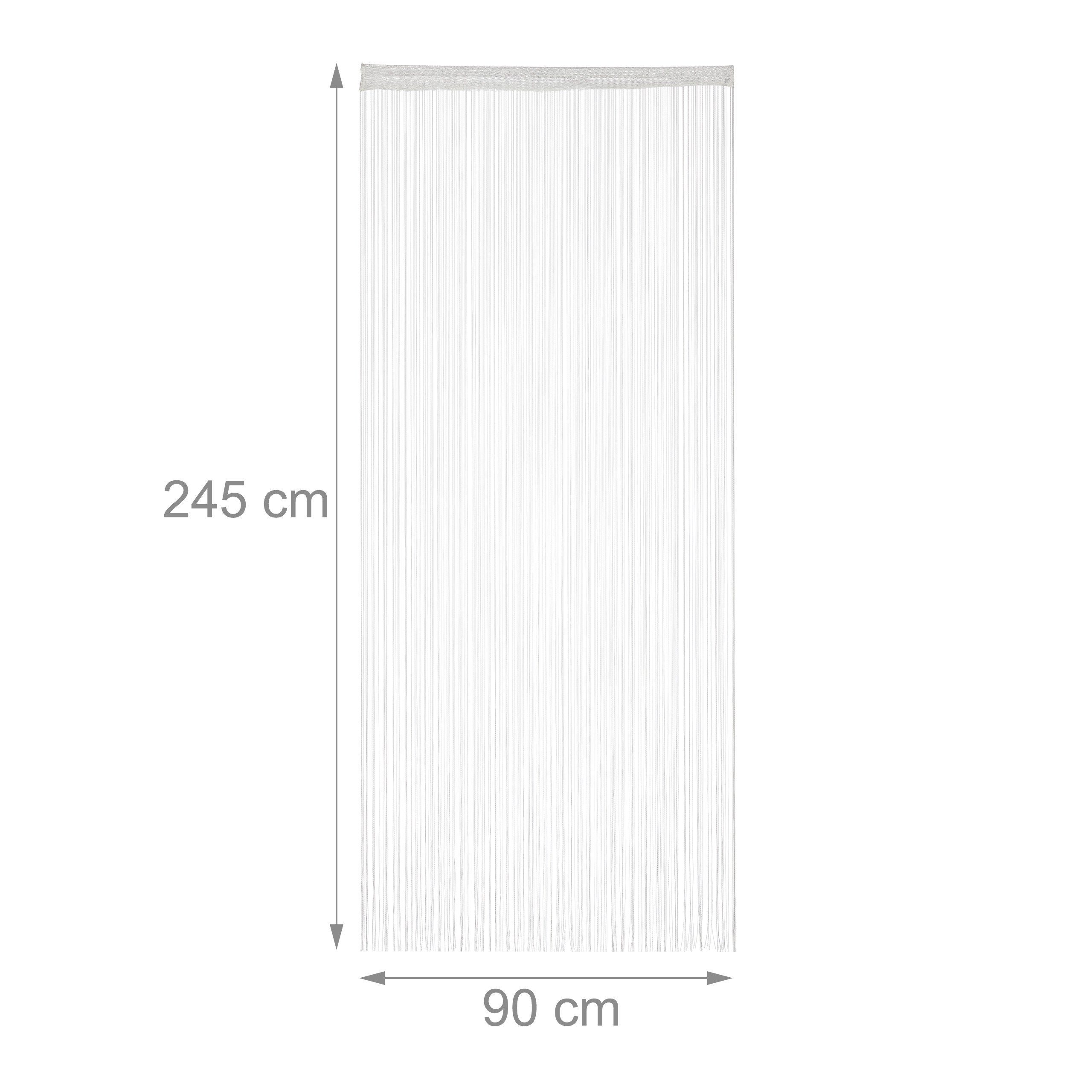 relaxdays Fadenvorhang weiß (1 St), Stangendurchzug, transparent, Polyester, 1er Pack 90x245cm – Bild 4 von 5