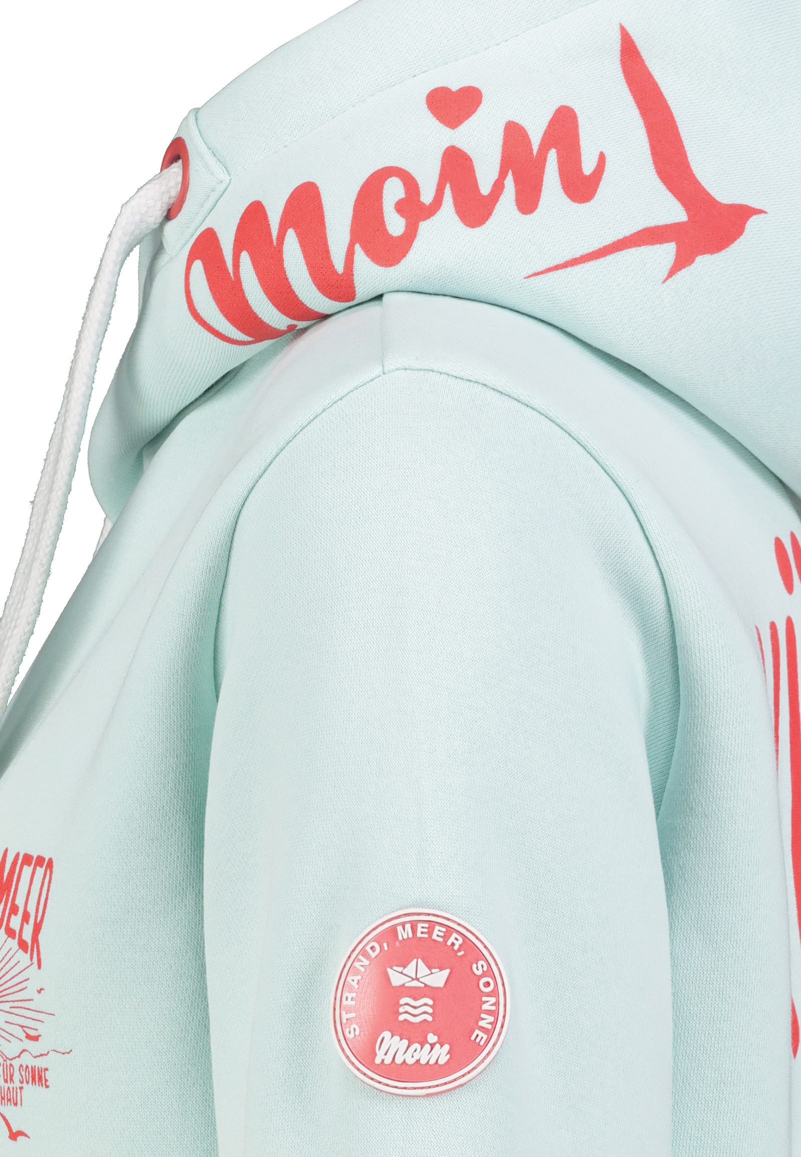 Eight2Nine Kapuzenpullover Damen Hoodie mit Küstenbackprint Sweater, Kapuzensweatshirt mit Kängurutasche, mit Kapuze