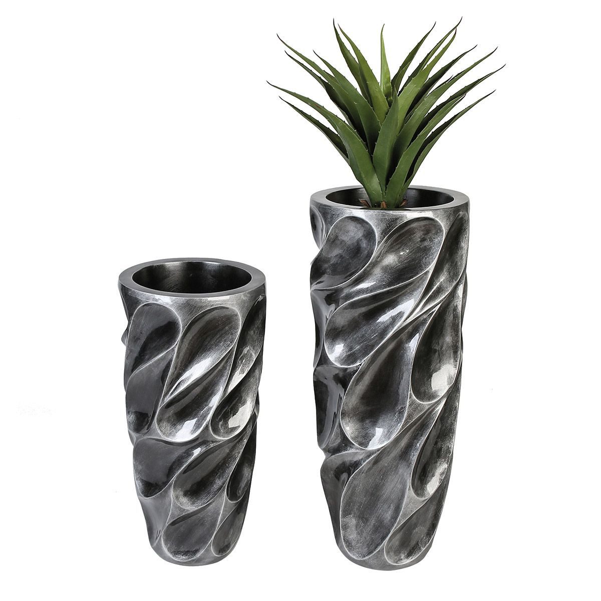Casablanca by Gilde Übertopf Übertopf Drop XXL Pflanzgefäß grau Fiberglas Poly modern