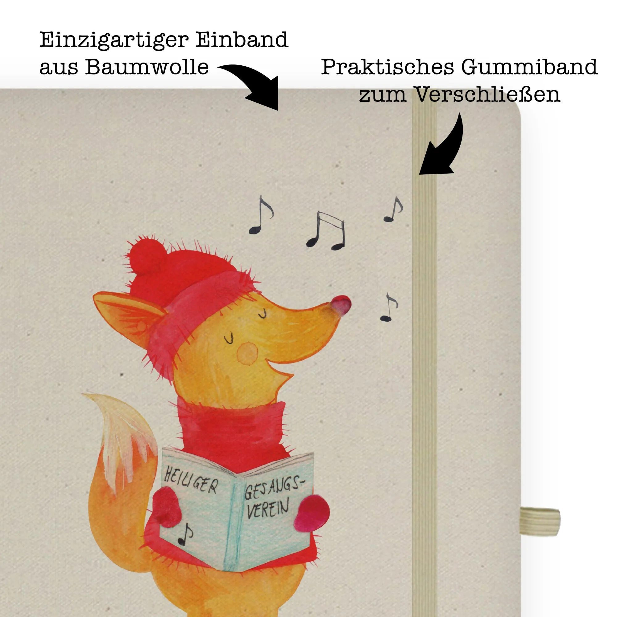 Thumbnail - Mr. & Mrs. Panda Notizbuch Fuchs Sänger - Transparent - Geschenk, Geschenk Sänger, Weihnachten, Mr. & Mrs. Panda, Kreati...