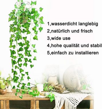 Kunstranke Efeu Künstlich, Efeu Girlande Hängend Ivy Leaves 220 cm, Coonoor