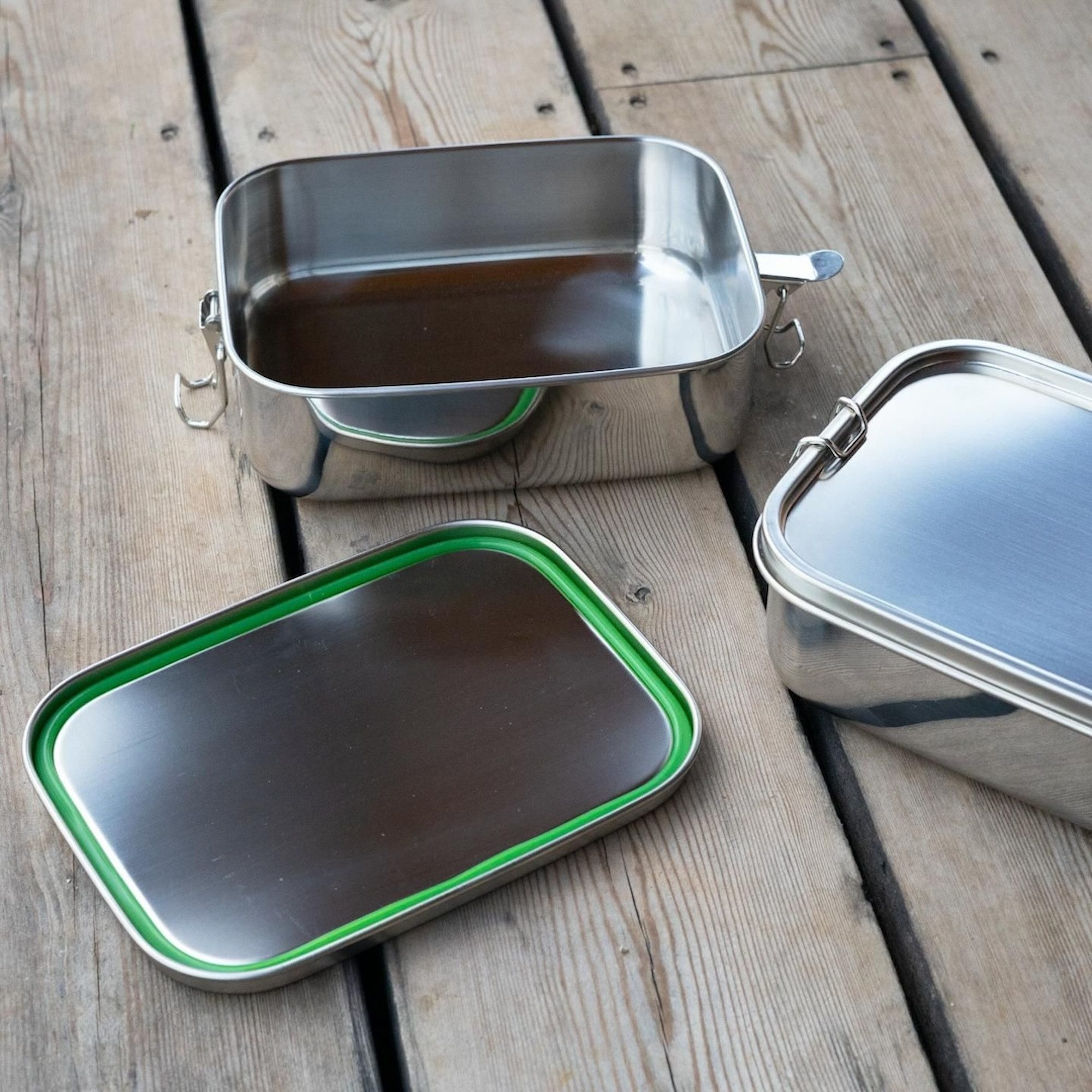 herbeschick. Lunchbox Lunchbox aus Edelstahl mit Holzbrettchen, Wasserdichte Brotdose mit Gummidichtung