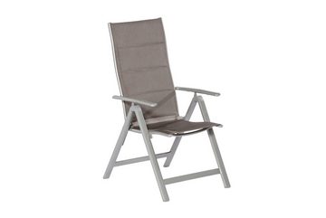 MERXX Garten-Essgruppe Taviano, (Set, Tisch, 6 Sessel, Aluminium mit Textilbespannung, Sicherheitsglas), Sessel in Sitz und Rücken gepadded