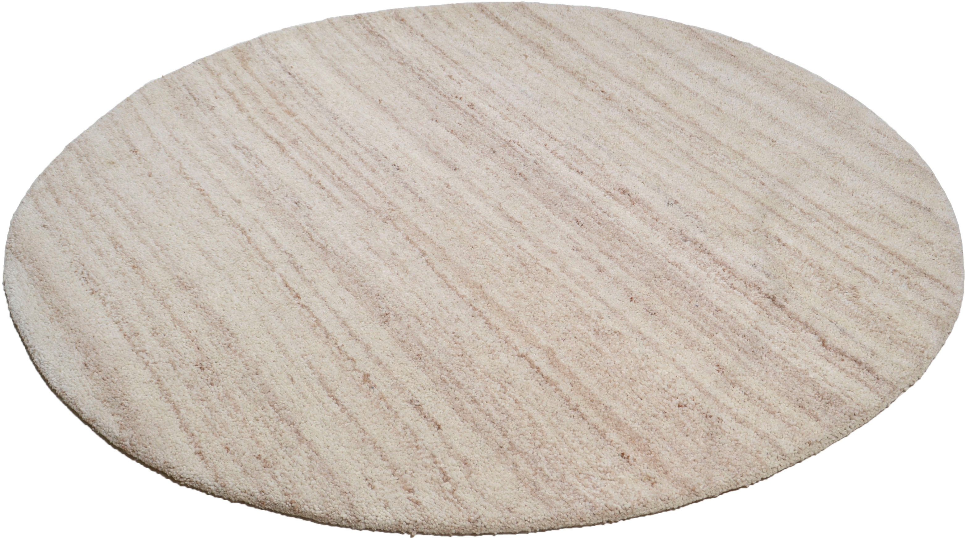 THEKO Wollteppich Royal Berber Uni, rund, Höhe: 18 mm, Berber Optik, reine Wolle, ideal im Wohnzimmer & Schlafzimmer