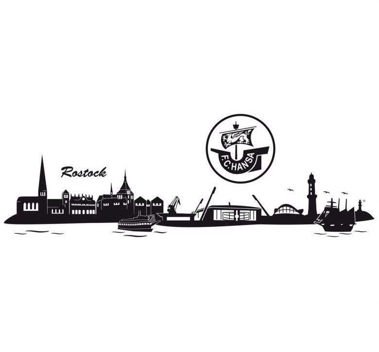 Offizielle Echtheitsgarantie! Wall-Art Wandtattoo Hansa (1 Rostock Skyline Logo + St)