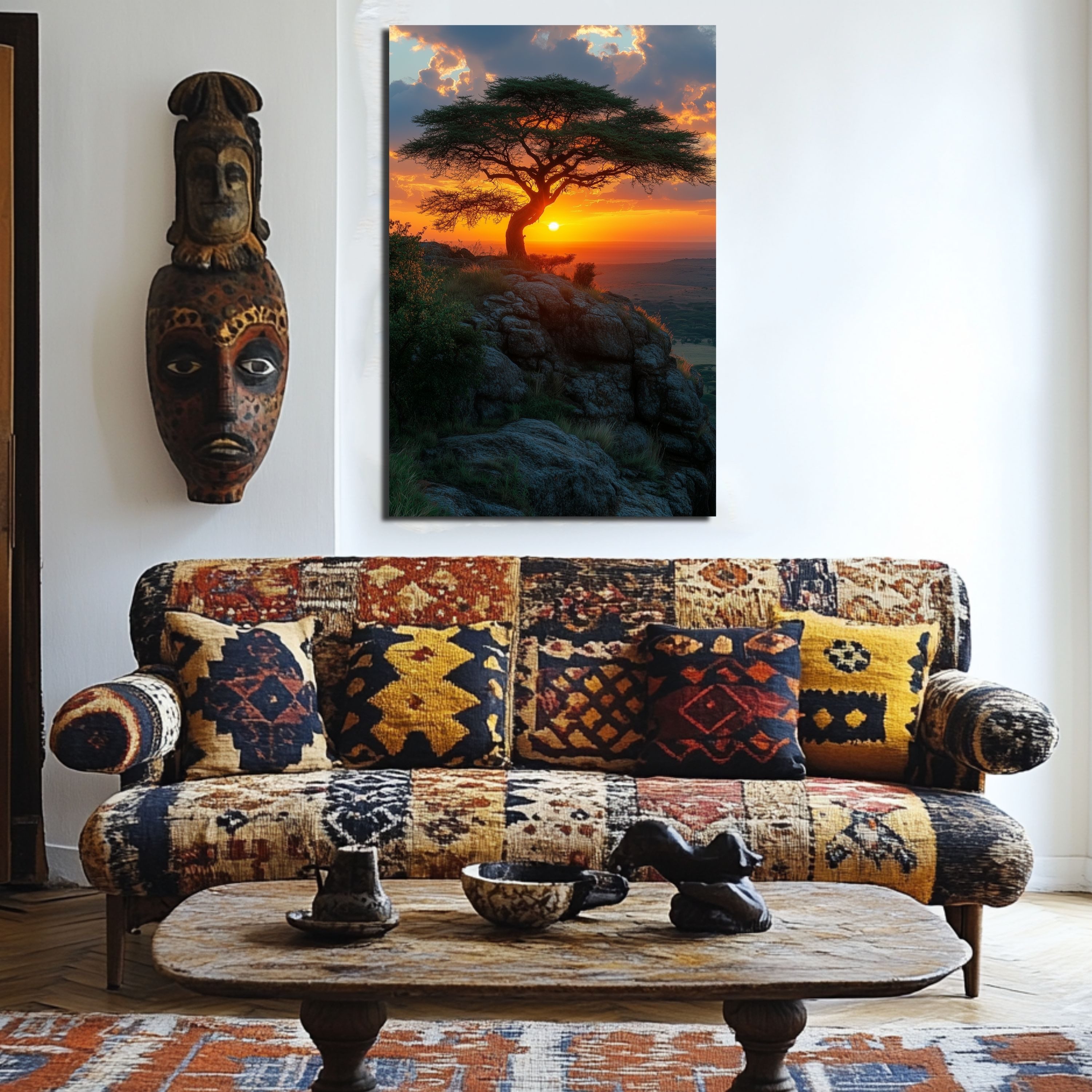 DARO Design Leinwandbild Modern Abstrakt Wandbilder XXL Wandbild Wand Deko Leinwand Bilder, (Afrikanischer Baum - Bild groß Wohnzimmer Schlafzimmer Küche Esszim – Bild 5 von 5