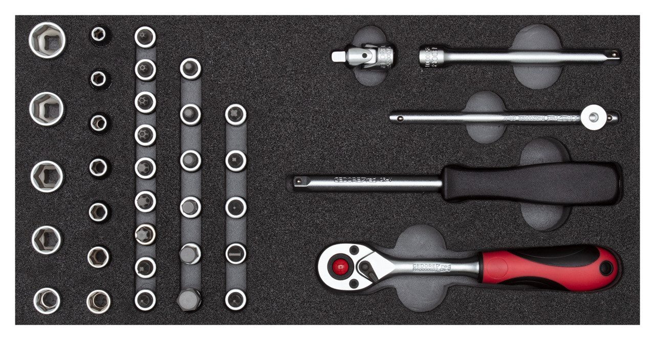 Gedore Red Steckschlüssel R22150006 Steckschlüssel-Satz 1/4" 2/6 CT-Modul 37-teilig