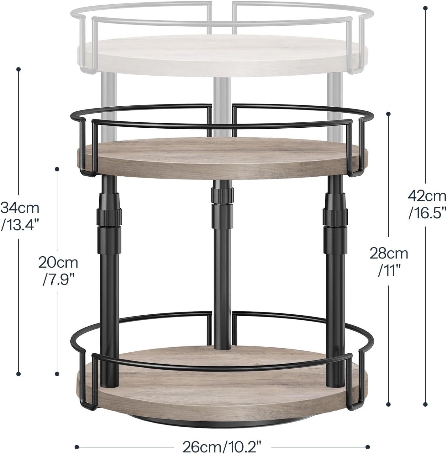Hoobro Gewürzkarussell Küchenregal, 2-stufig höhenverstellbar, (drehbar, Gewürzständer, Küchen-Organizer), Gewürzhalter, für Küchenarbeitsplatte, Schrank, Esstisch