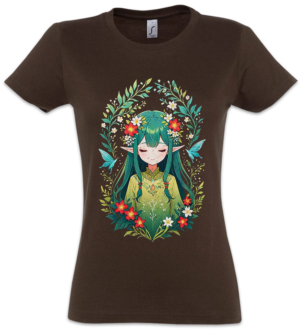 Urban Backwoods Print-Shirt Wood Elf Damen T-Shirt Art Nouveau Fantasy Elves Elfen Fairy Fairies (1-tlg) Lord RPP Dungeons Role