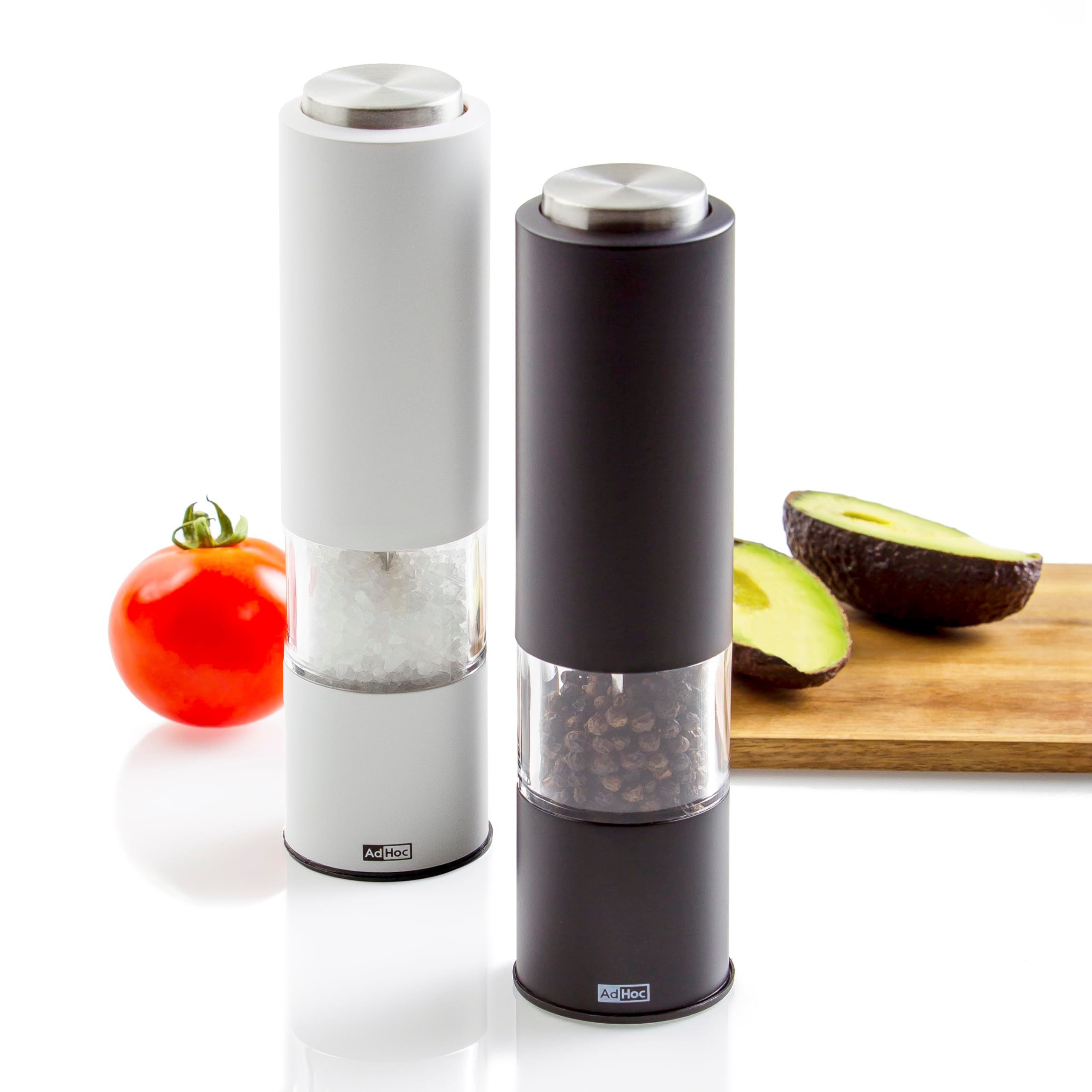 AdHoc Salz-/Pfeffermühle Tropica elektrisch, (2 Stück), elektrische Gewürzmühlen, Keramik-Mahlwerk, modernes Design, LED
