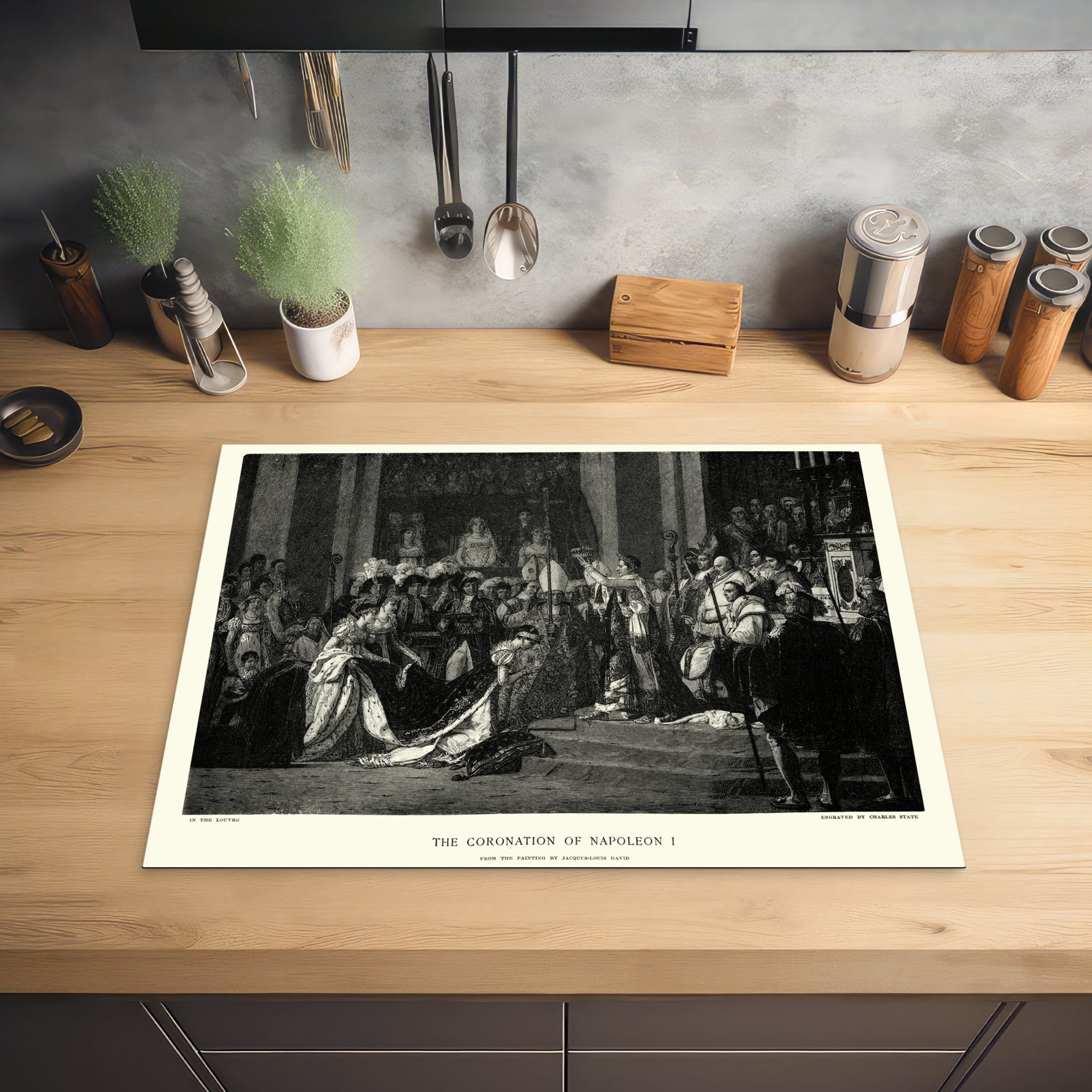 nutzbar, cm, MuchoWow Illustration Napoleon von, Bonaparte Herdblende-/Abdeckplatte von Ceranfeldabdeckung tlg), einer Arbeitsfläche 70x52 Gruppe großen Mobile und (1 Vinyl,