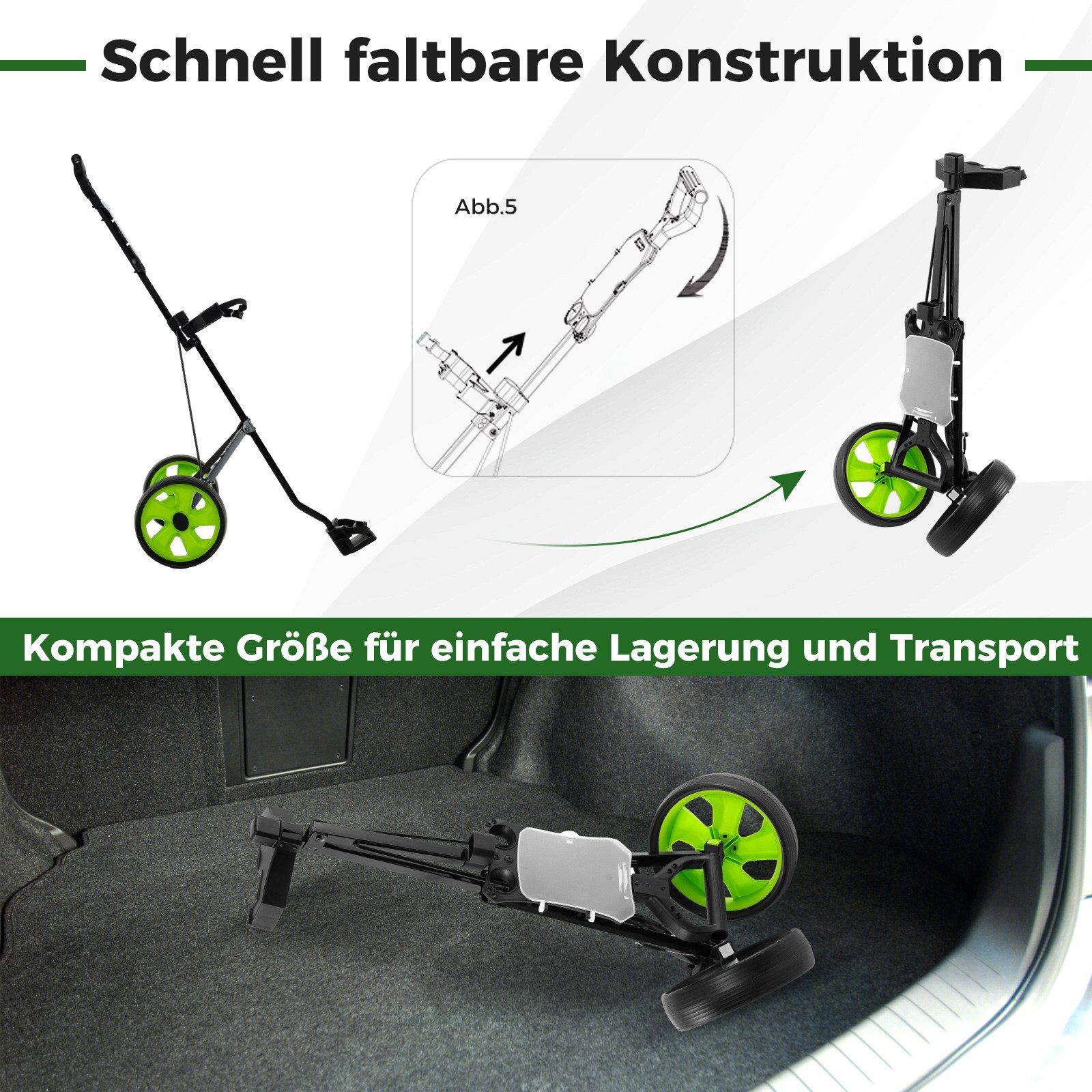 COSTWAY Golftrolley Golfwagen, mit Anzeigetafel, 4-Rad