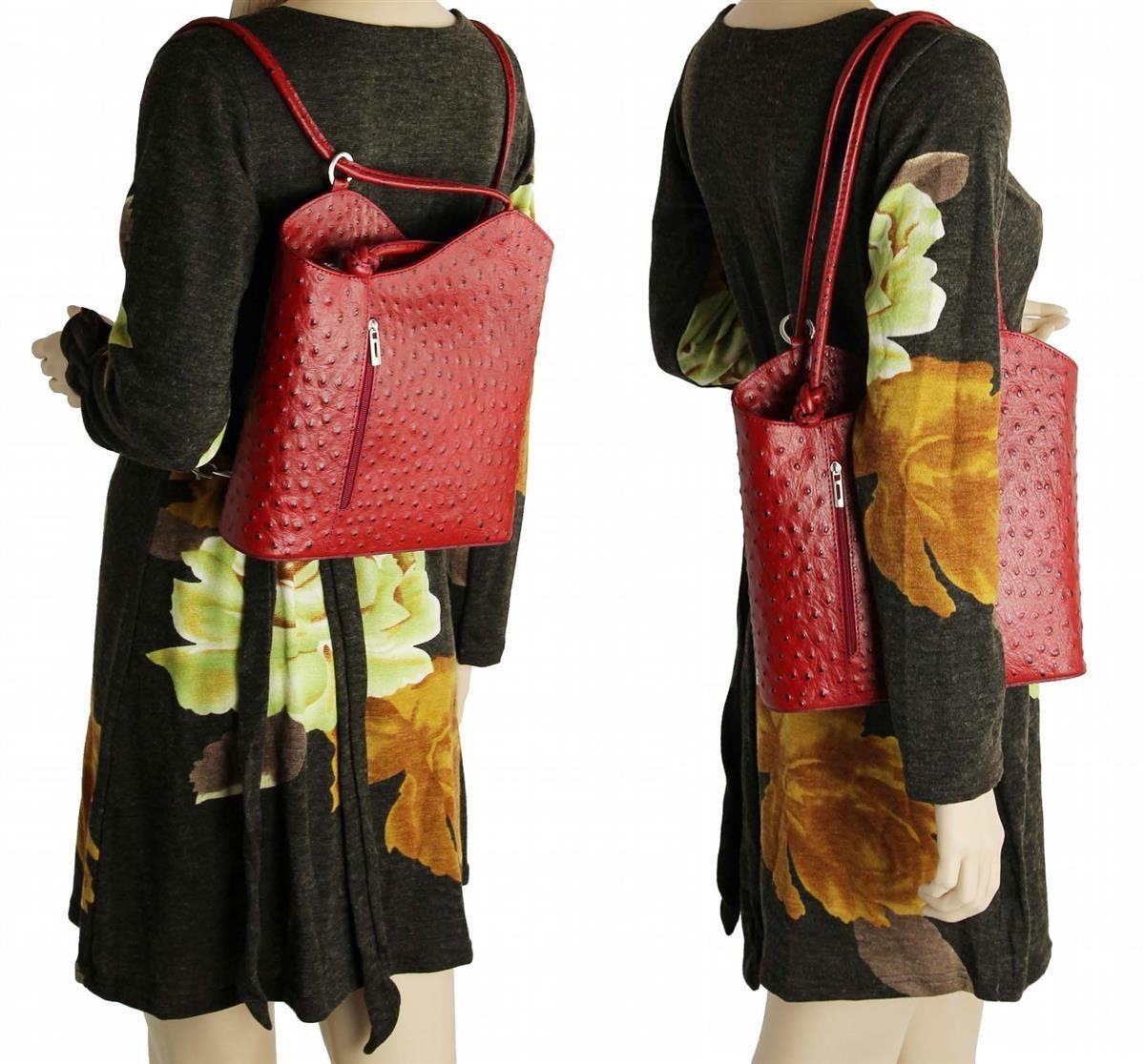 Made Damen Rucksack Schultertasche, Italy Rucksack Tasche Leder ITALYSHOP24 & in Handtasche/Schultertasche als tragbar