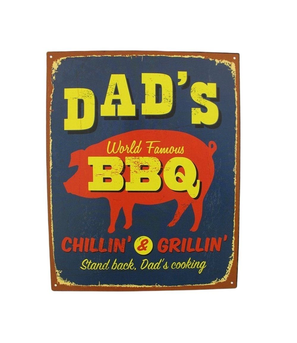 Metallschild Blechschild, Reklameschild Dad`s BBQ, 25x20 cm