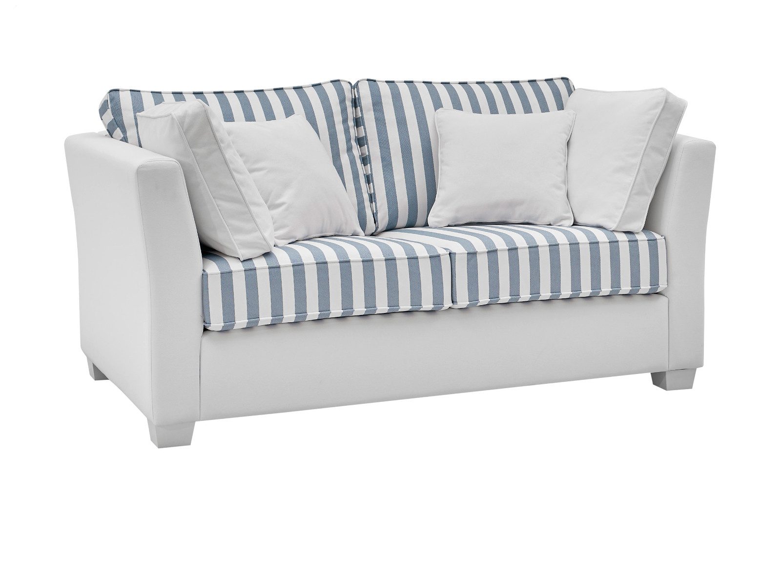 Furn.Design Sofa Hooge, 2-Sitzer in Cremeweiß mit blau, Landhausstil, mit Bonell Federkern