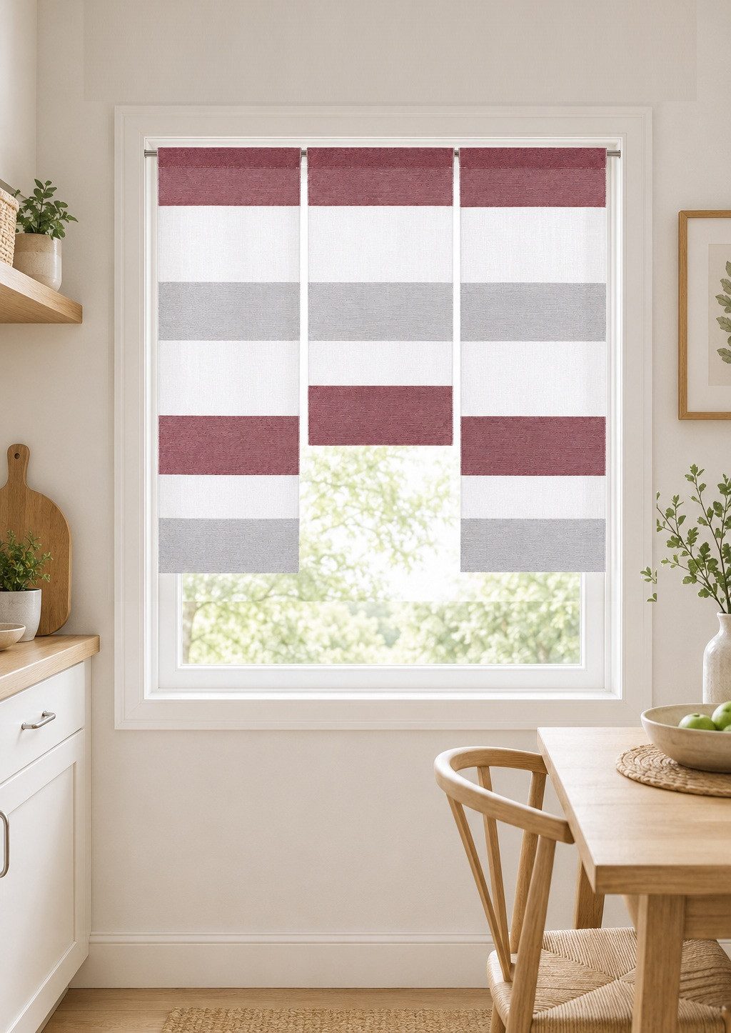 Clever-Kauf-24 Scheibengardine Mini Flächenvorhang 2280-09 rot 3 tlg., Miniflächenvorhang (3 St), Stangendurchzug, halbtransparent, Mini Flächenvorhang – Bild 2 von 5